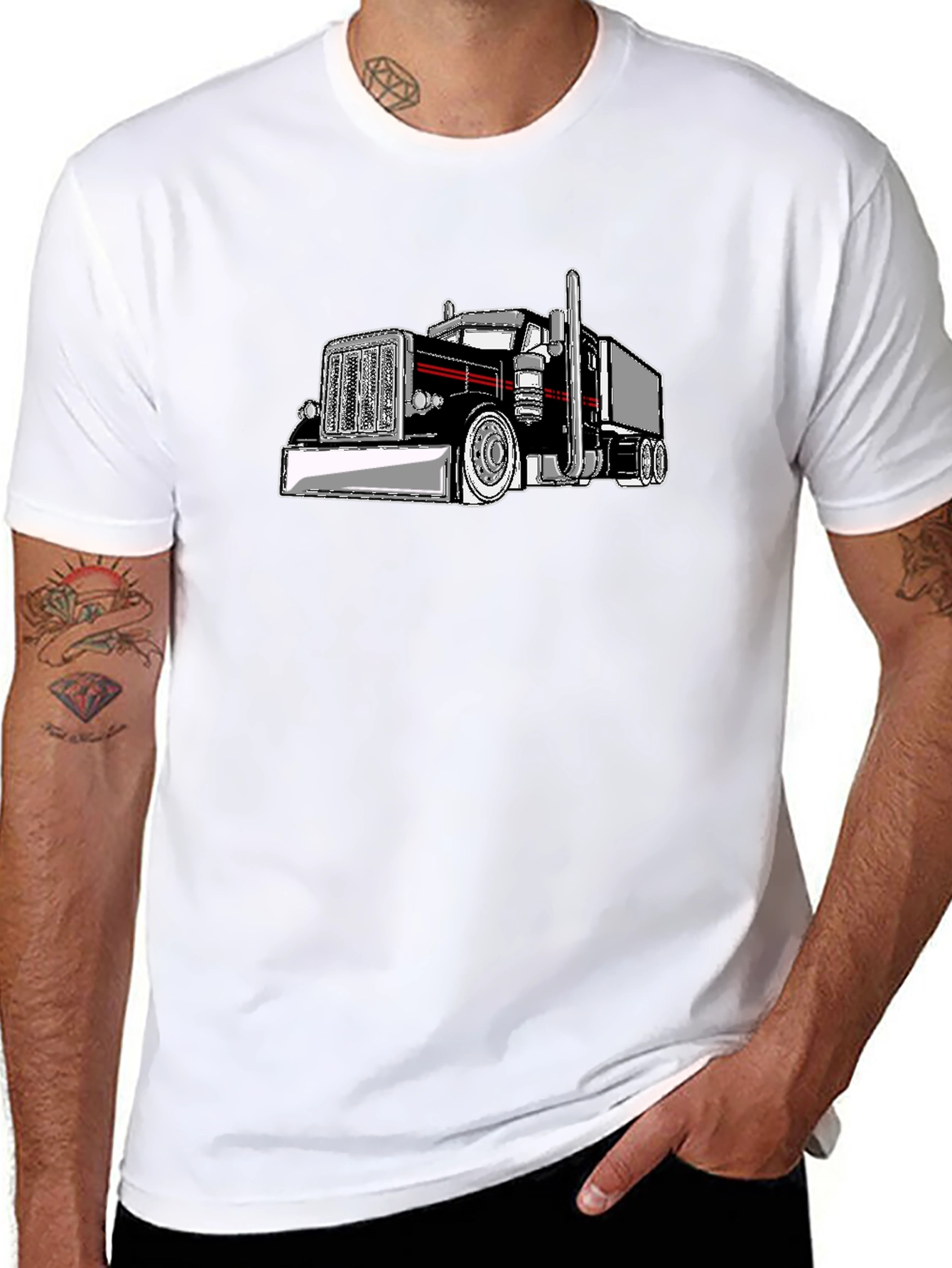 Truck Graphic Black T-Shirt for Men