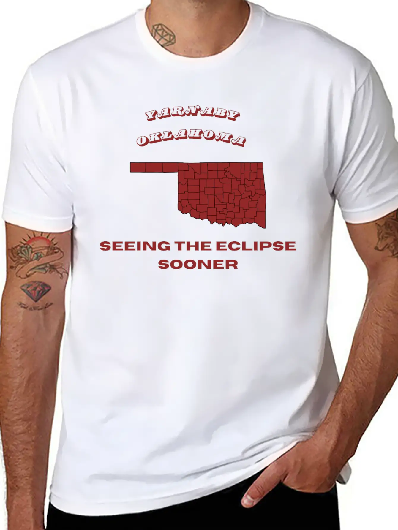 Yarnaby Oklahoma Solar Eclipse Lightweight Cotton T-Shirt – Daily Comfort Graphic Shirt