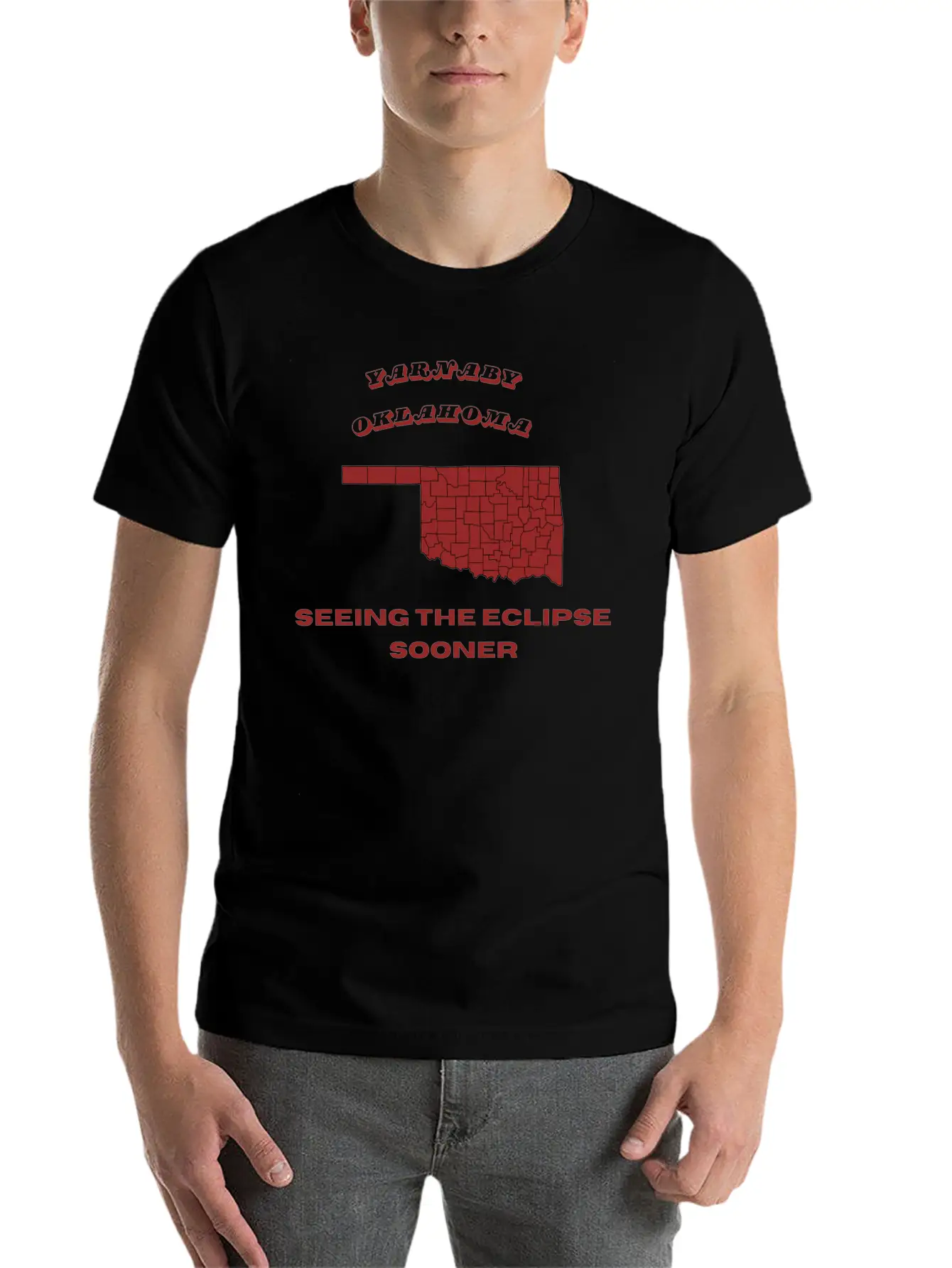 Yarnaby Oklahoma Solar Eclipse Lightweight Cotton T-Shirt – Daily Comfort Graphic Shirt