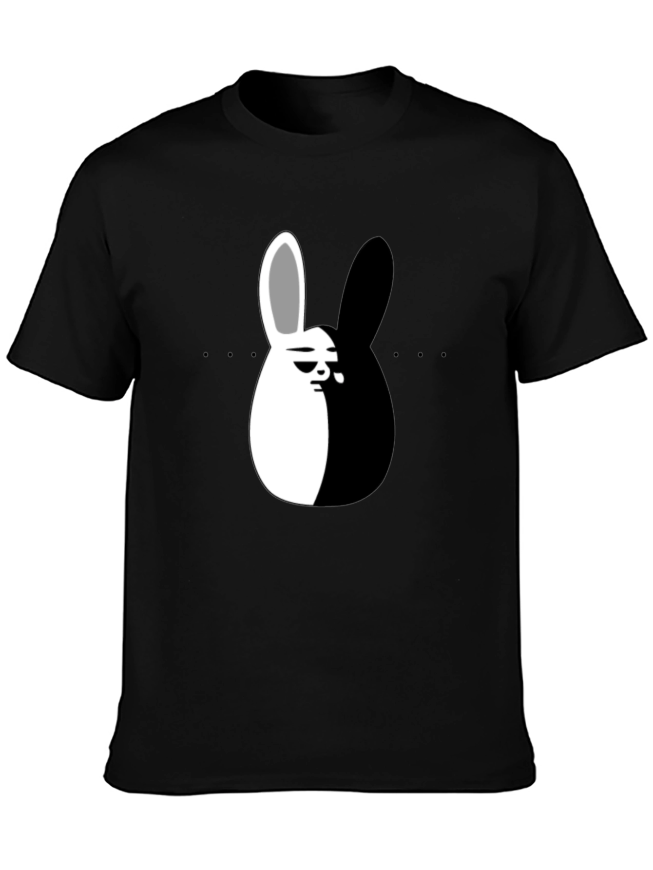 Yin Yang Rabbit Graphic T-Shirt - Black Casual Tee