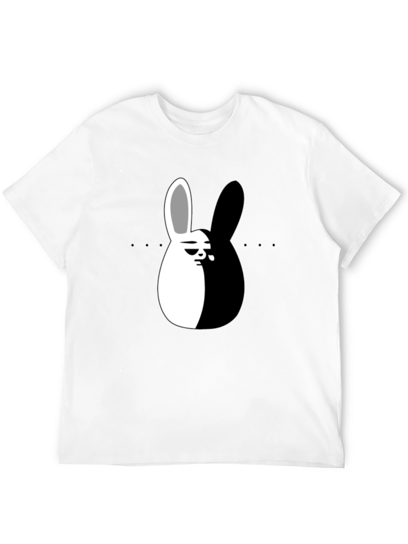 Yin Yang Rabbit Graphic T-Shirt - Black Casual Tee