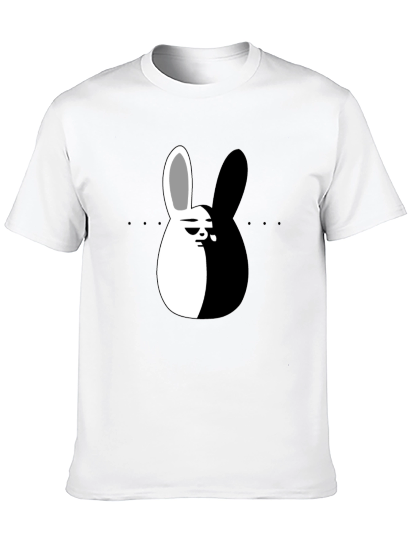 Yin Yang Rabbit Graphic T-Shirt - Black Casual Tee