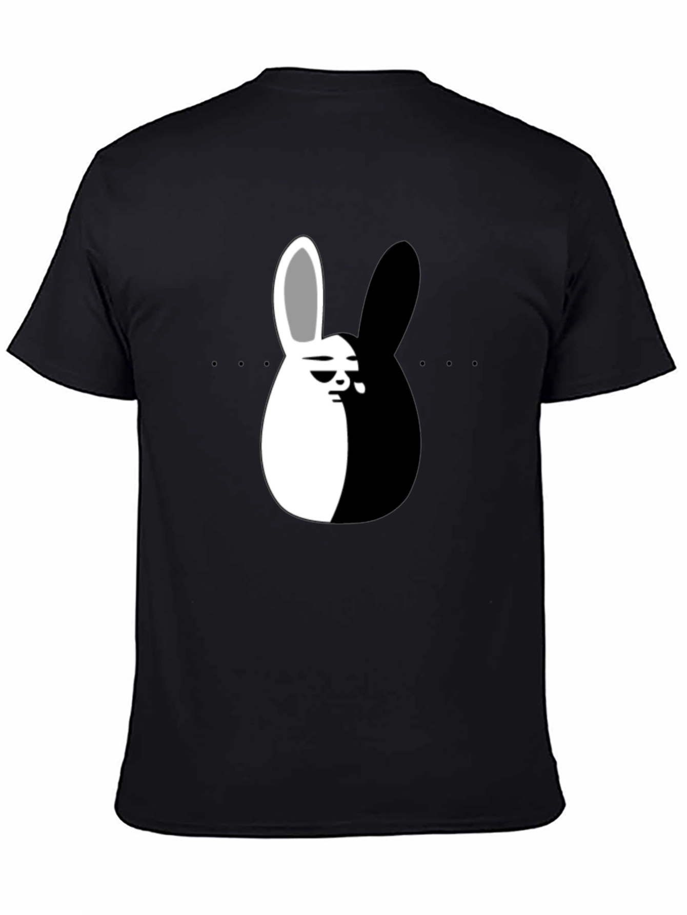 Yin Yang Rabbit Graphic T-Shirt - Black Casual Tee