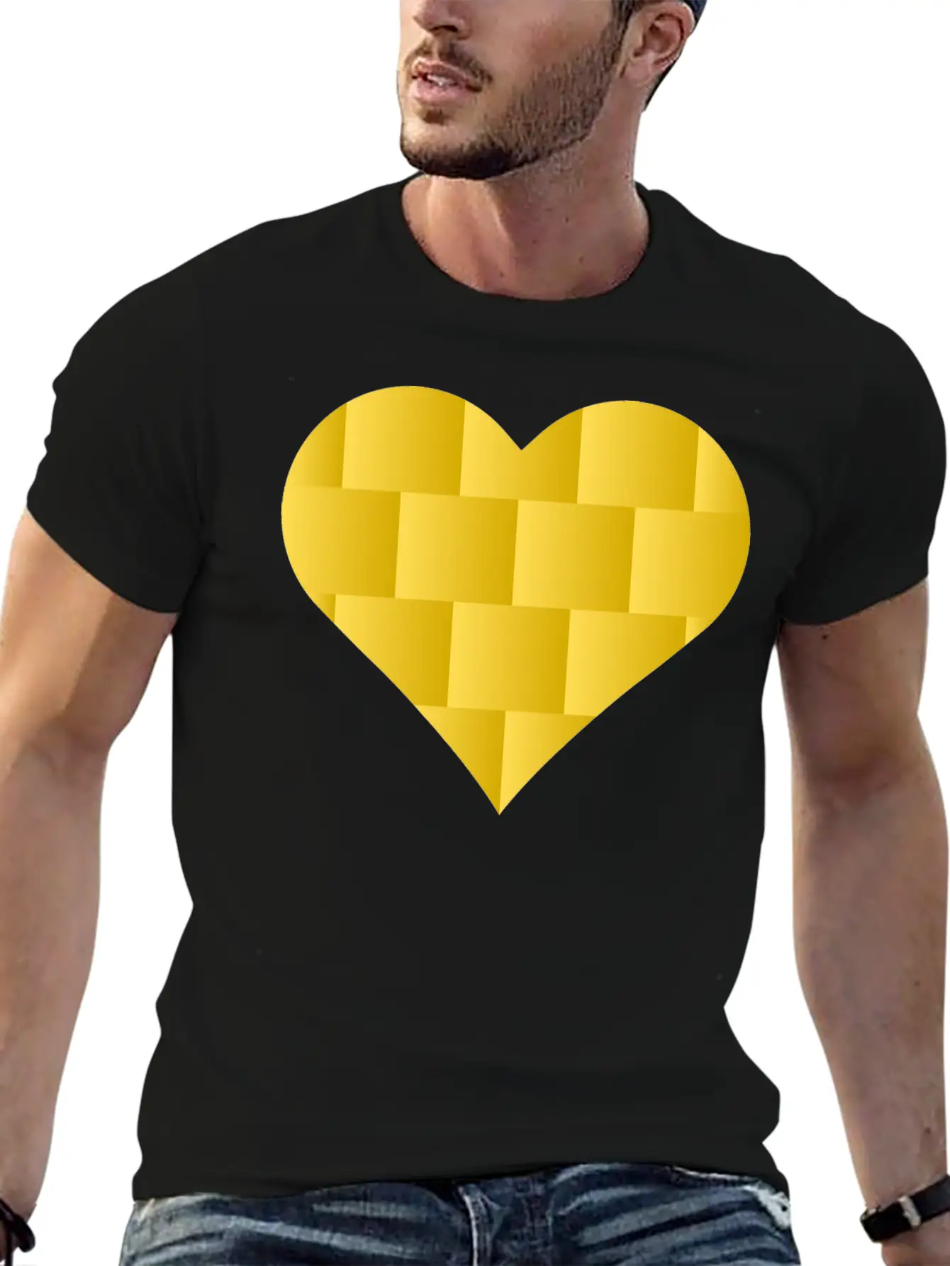 Yellow Cute Heart Icon Basic Graphic T-Shirt – Daily Comfort In Soft Cotton