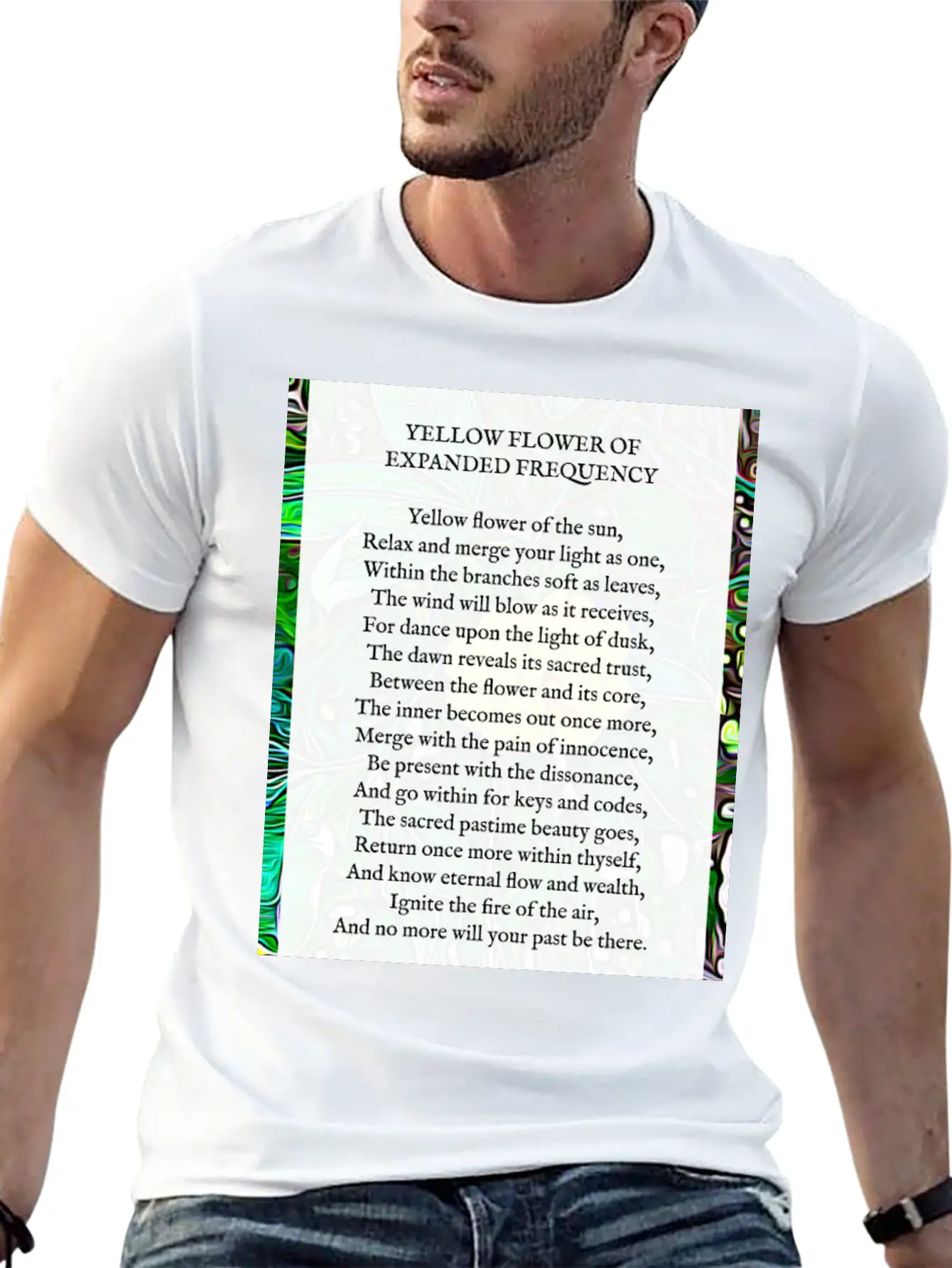 Yellow Flower Of Expanded Frequency Poem Relaxed Everyday Tee – Lightweight And Durable Cotton