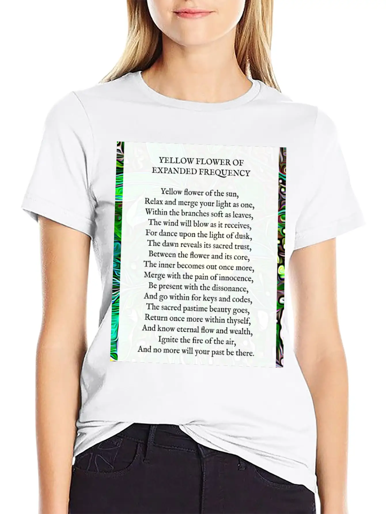 Yellow Flower Of Expanded Frequency Poem Relaxed Everyday Tee – Lightweight And Durable Cotton