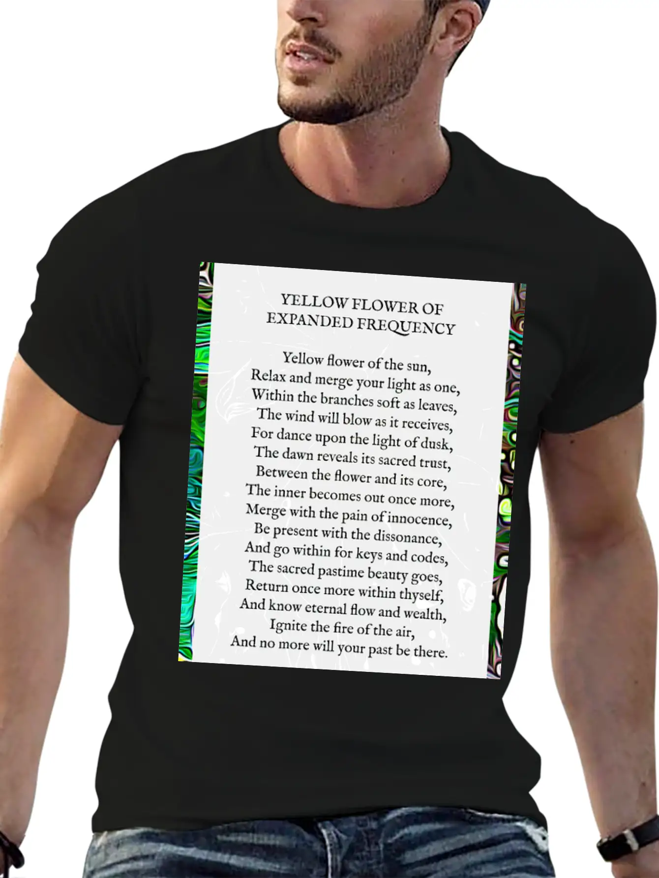 Yellow Flower Of Expanded Frequency Poem Relaxed Everyday Tee – Lightweight And Durable Cotton