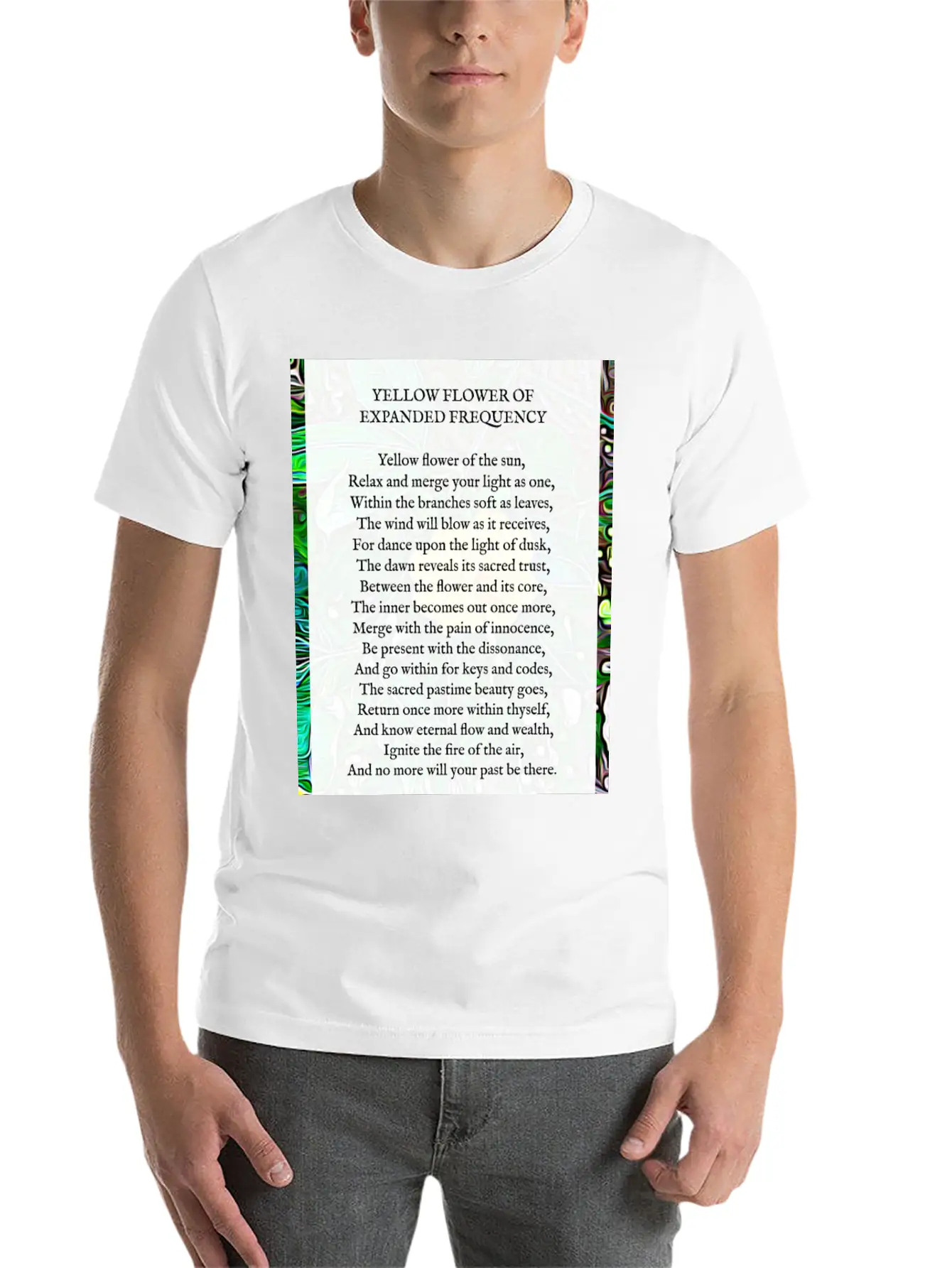 Yellow Flower Of Expanded Frequency Poem Relaxed Everyday Tee – Lightweight And Durable Cotton