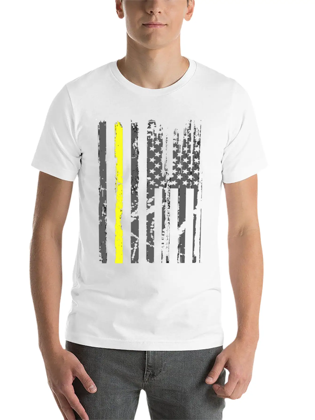 Yellow Line Towing American Flag Tow Truck Driver Basic Graphic T-Shirt – Daily Comfort In Soft Cotton