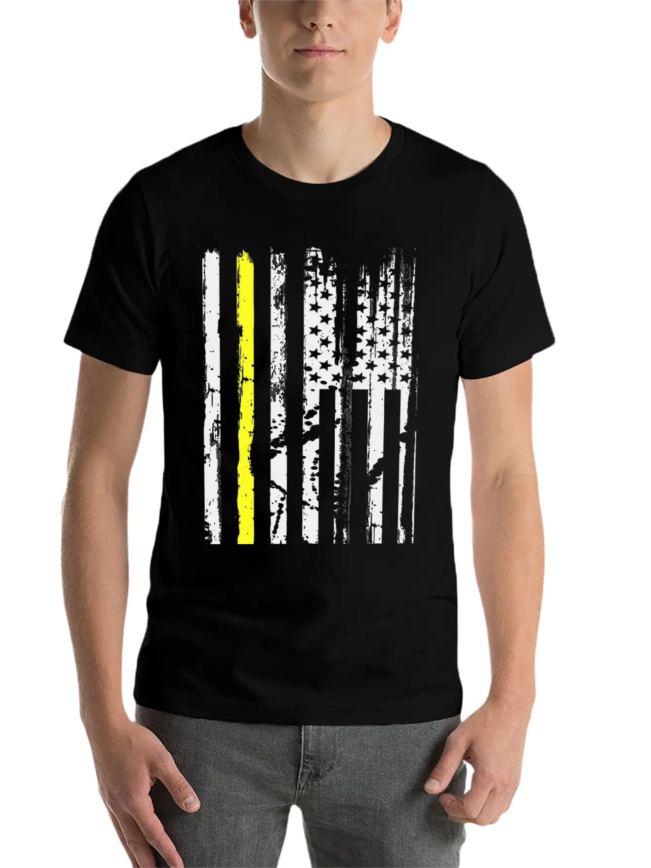 Yellow Line Towing American Flag Tow Truck Driver Basic Graphic T-Shirt – Daily Comfort In Soft Cotton
