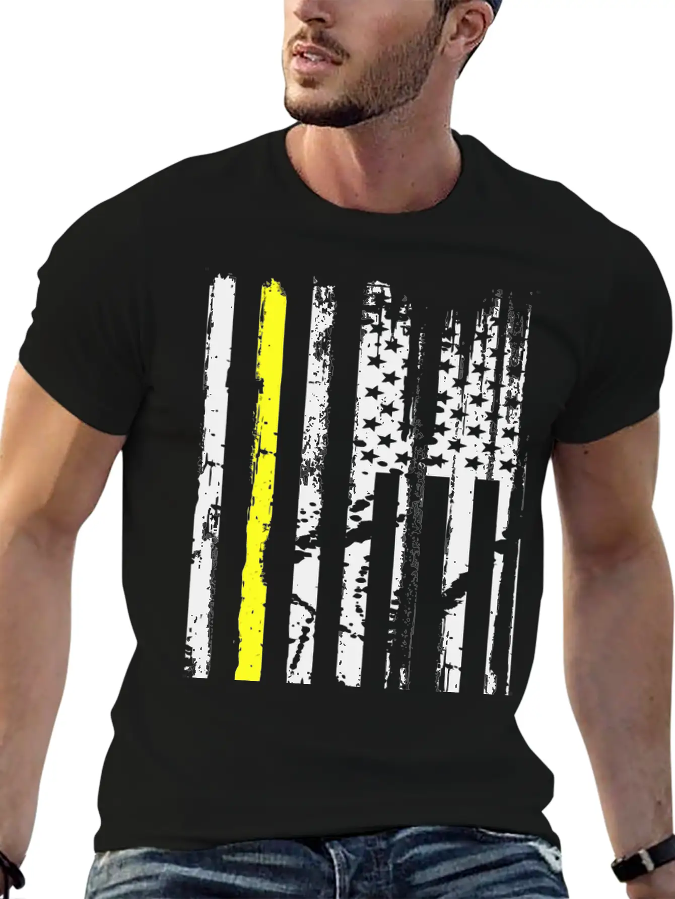 Yellow Line Towing American Flag Tow Truck Driver Basic Graphic T-Shirt – Daily Comfort In Soft Cotton