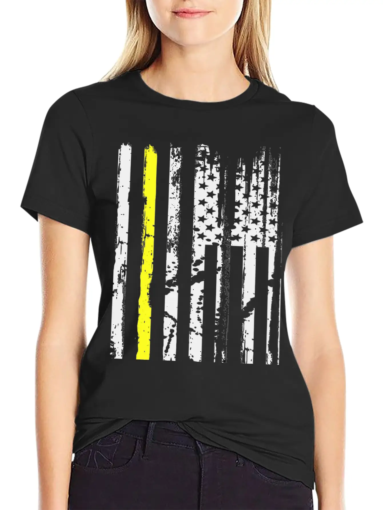 Yellow Line Towing American Flag Tow Truck Driver Basic Graphic T-Shirt – Daily Comfort In Soft Cotton