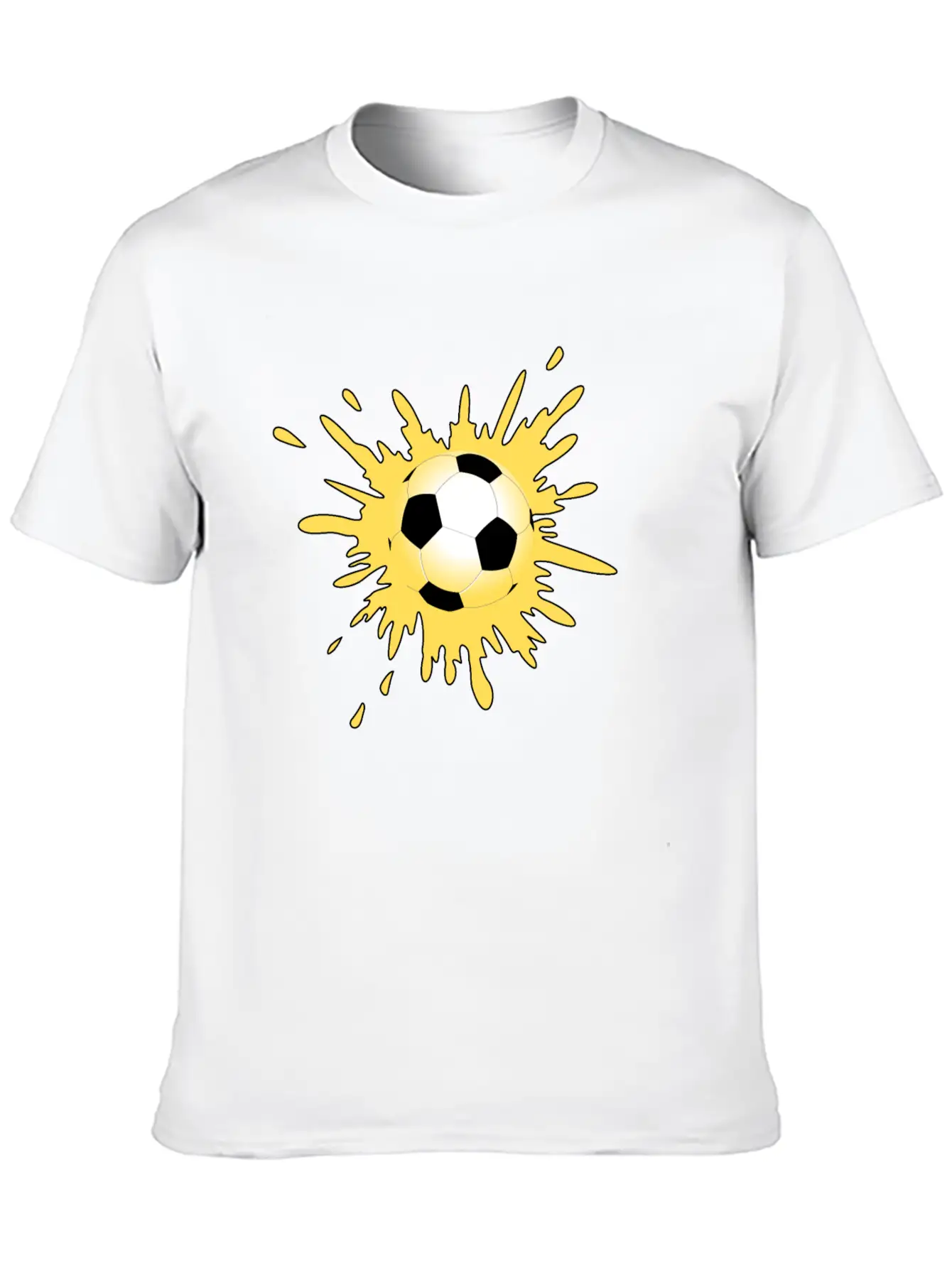 Yellow Paint Splatter Soccer Ball Lightweight Cotton T-Shirt – Daily Comfort Graphic Shirt