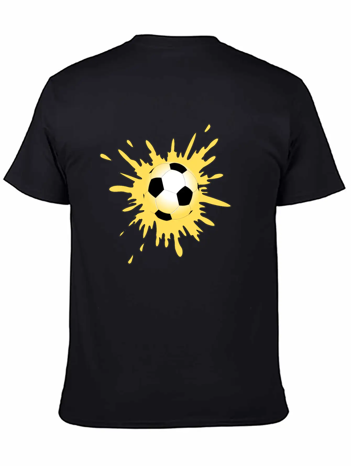 Yellow Paint Splatter Soccer Ball Lightweight Cotton T-Shirt – Daily Comfort Graphic Shirt