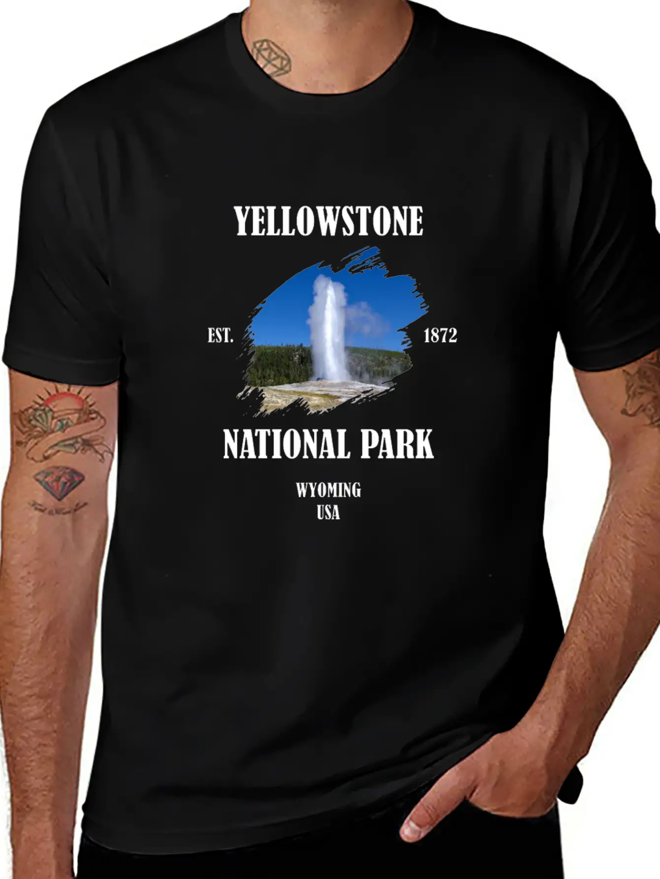 Yellowstone National Park Wyoming USA Geyser Bison Unisex Casual T-Shirt ��� Clean Design For Daily Comfort