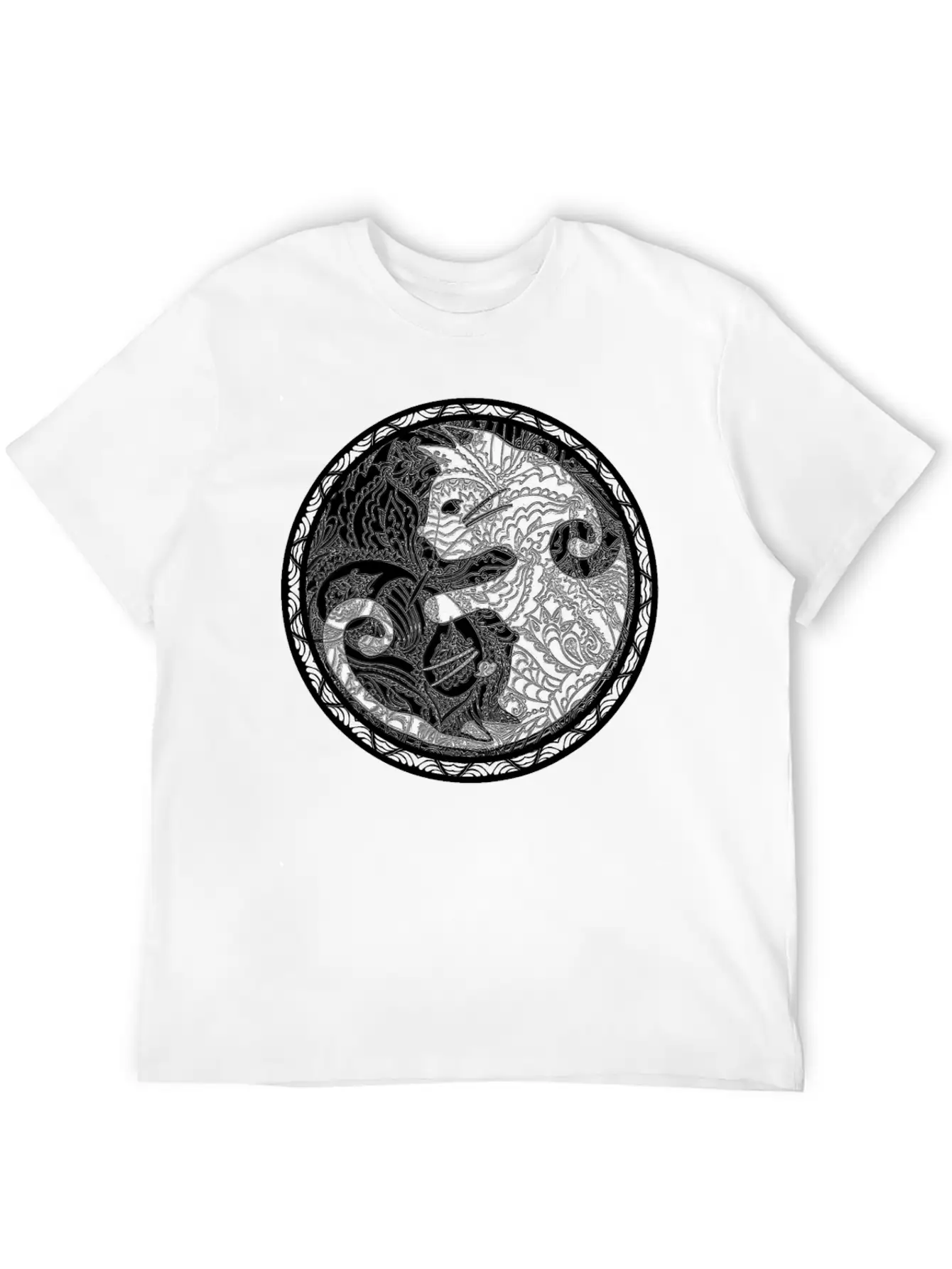 Yin Yang Cats Paisley Print T Shirt Essential Cotton Tee For Daily Outfits – Unisex Style