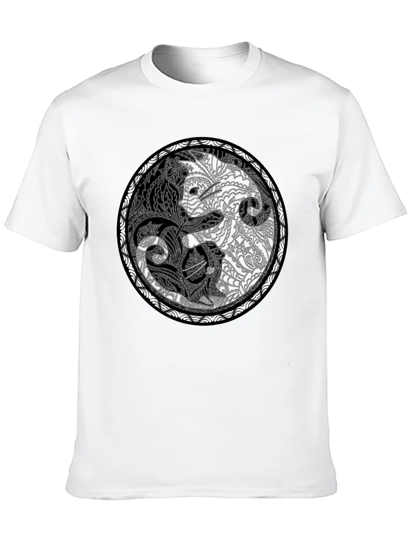 Yin Yang Cats Paisley Print T Shirt Essential Cotton Tee For Daily Outfits – Unisex Style