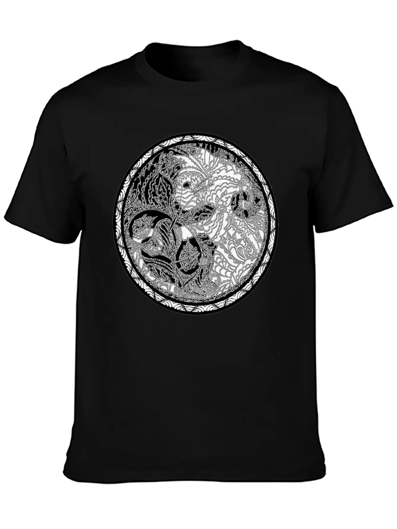 Yin Yang Cats Paisley Print T Shirt Essential Cotton Tee For Daily Outfits – Unisex Style