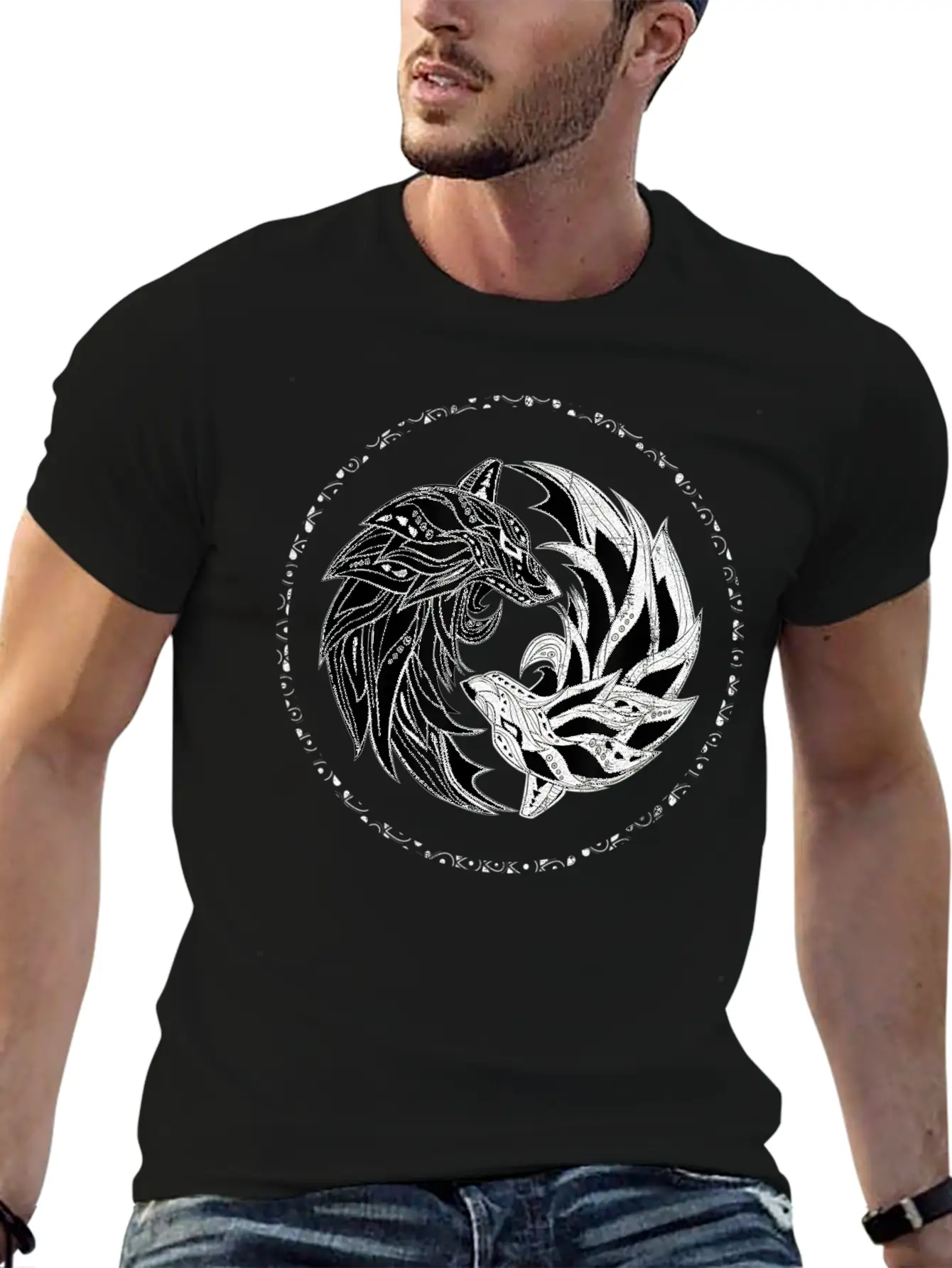 Yin Yang Wolves Wolf Yinyang Tai Chi Qi Gong Soft Cotton Short Sleeve Tee – Unisex Wardrobe Staple