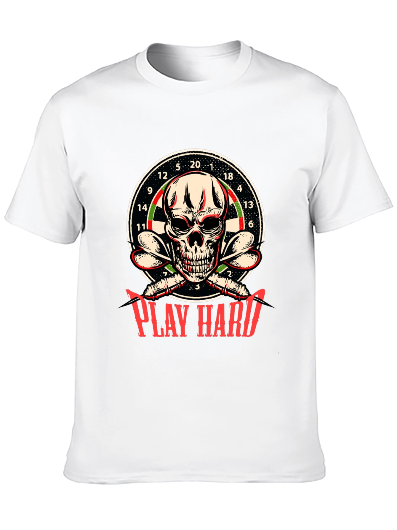 Play Hard Dart Skull Graphic T-Shirt
