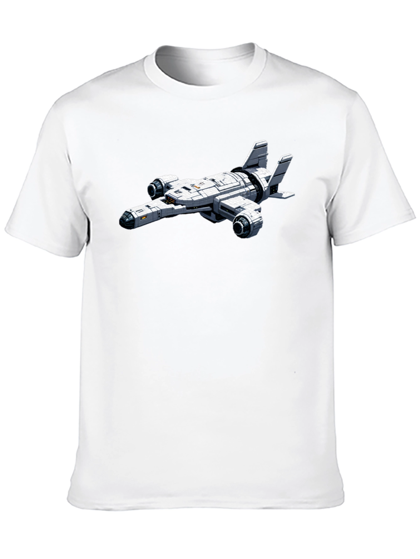 Sci-Fi Spaceship Graphic Black T-Shirt