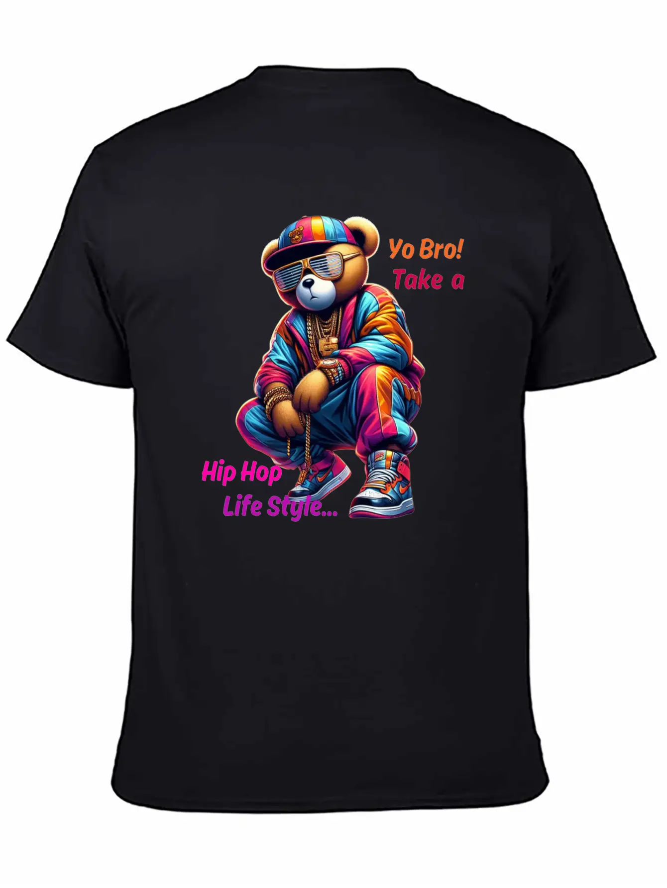 "Yo Bro! Take A HipHop Life Style" Cute Rap Bear Unisex Casual T-Shirt – Clean Design For Daily Comfort