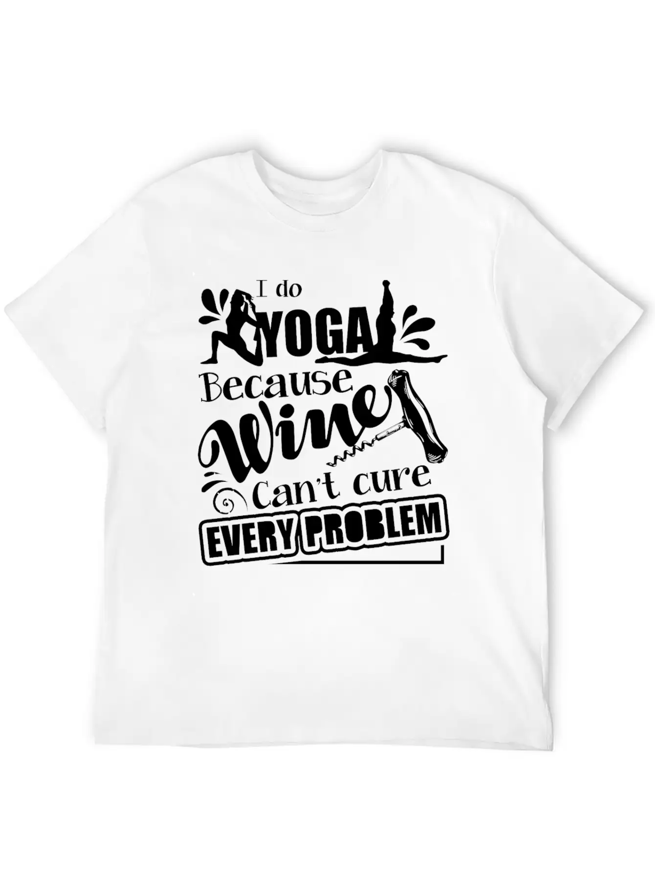 Yoga And Wine Mug Lightweight Cotton T-Shirt – Daily Comfort Graphic Shirt