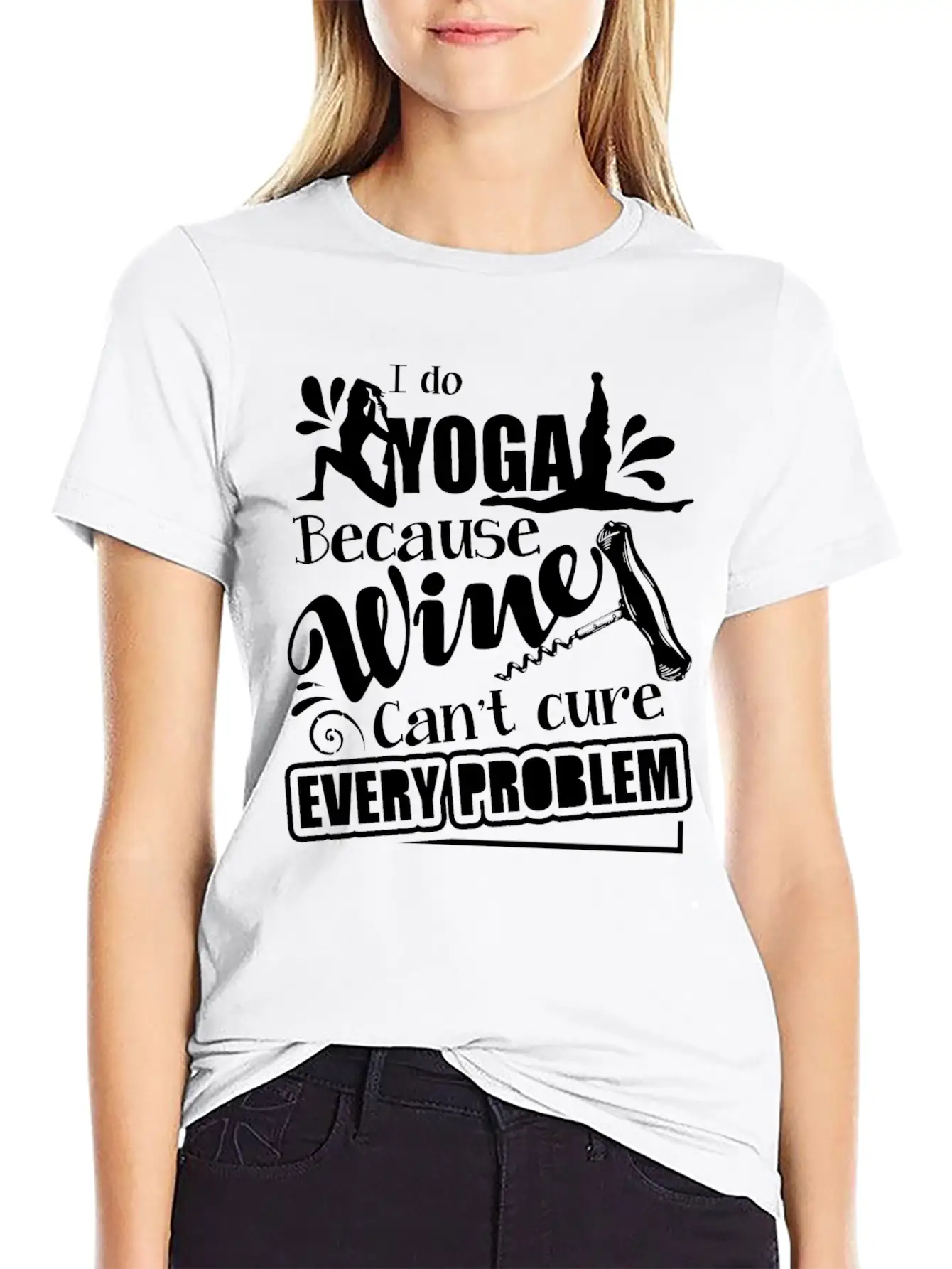 Yoga And Wine Mug Lightweight Cotton T-Shirt – Daily Comfort Graphic Shirt