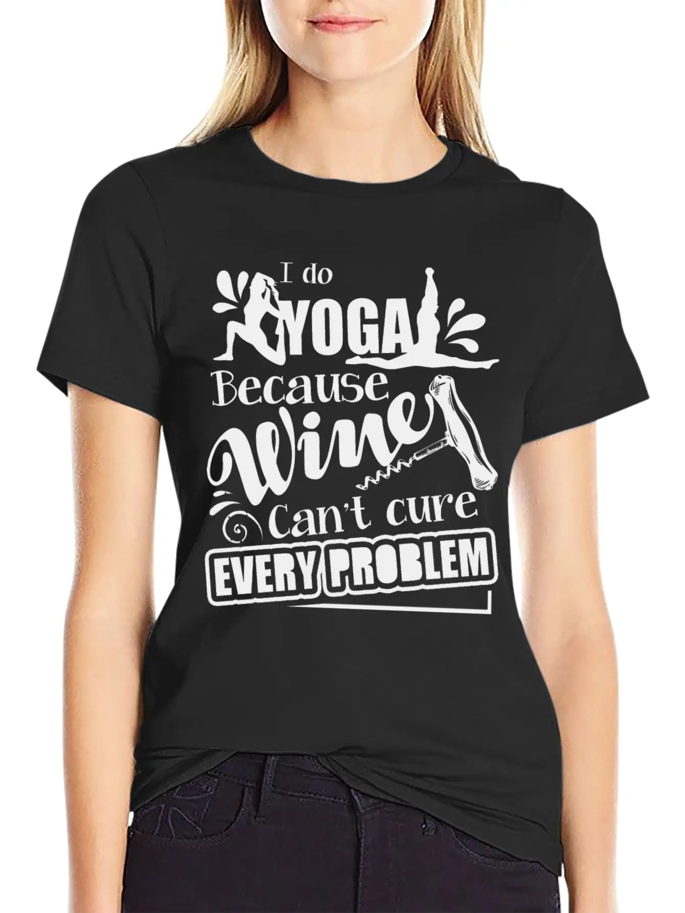 Yoga And Wine Mug Lightweight Cotton T-Shirt – Daily Comfort Graphic Shirt