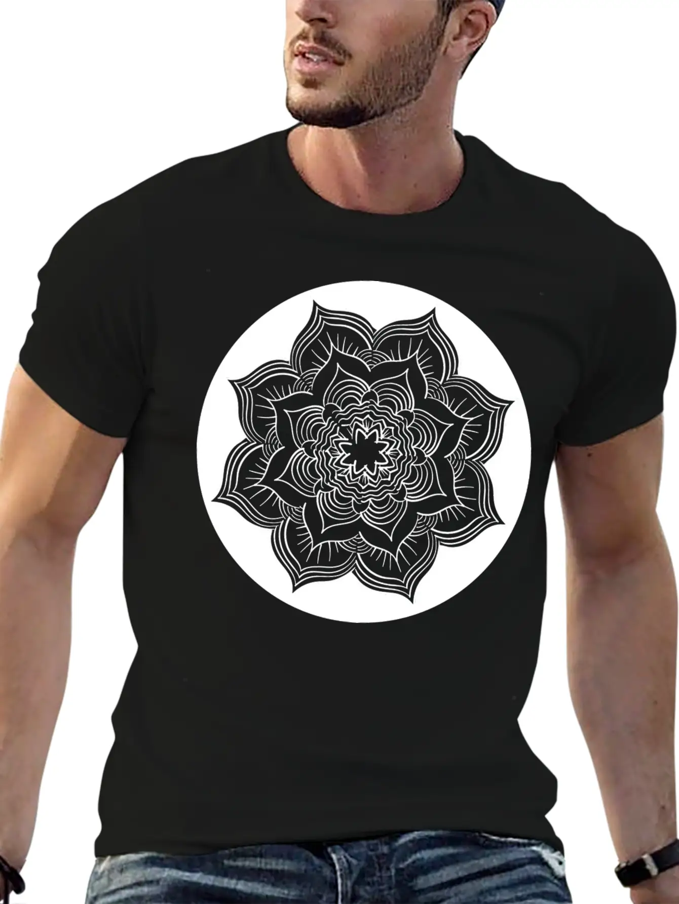 Yoga Lotus Flower Mandala Unisex Casual T-Shirt – Clean Design For Daily Comfort