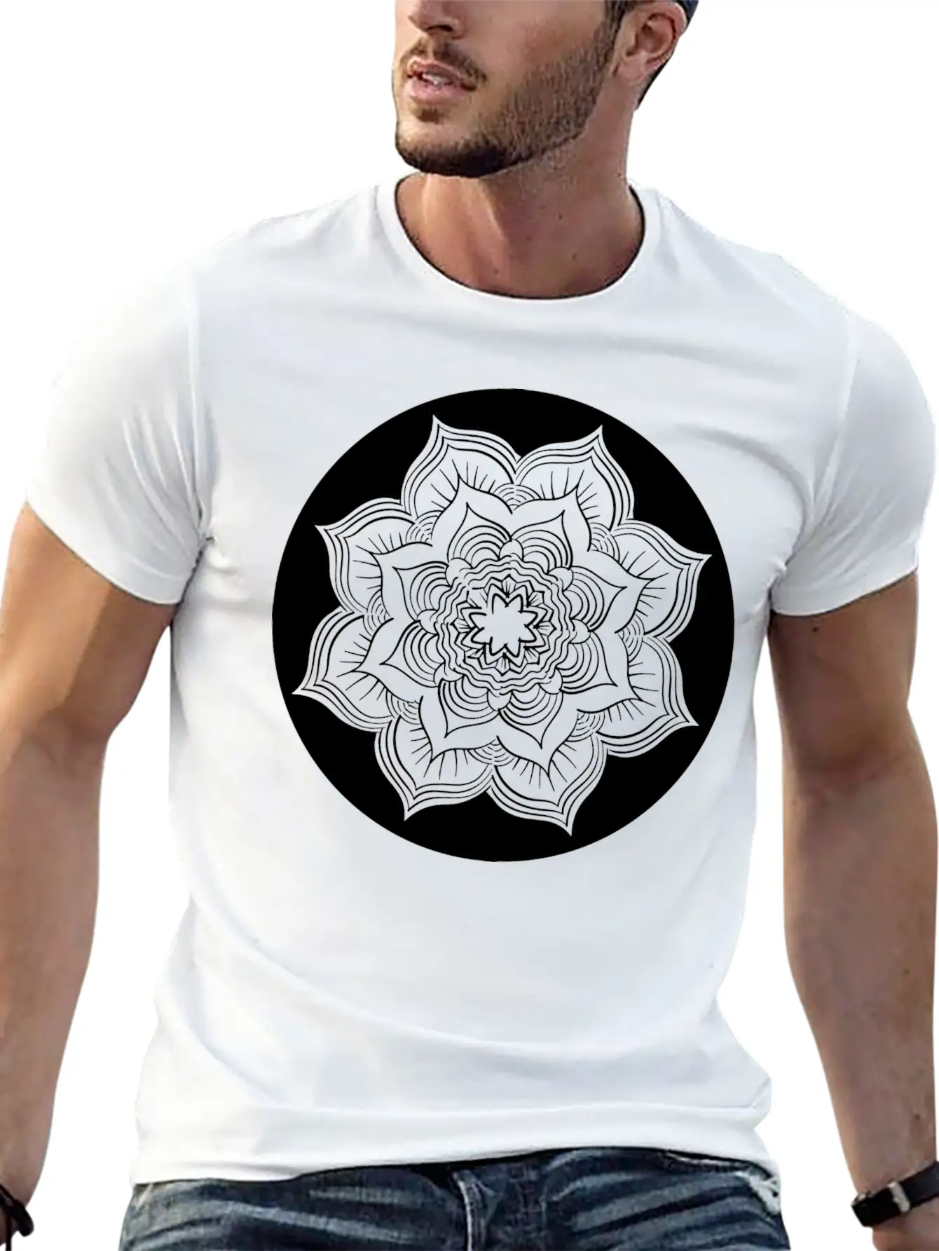 Yoga Lotus Flower Mandala Unisex Casual T-Shirt – Clean Design For Daily Comfort