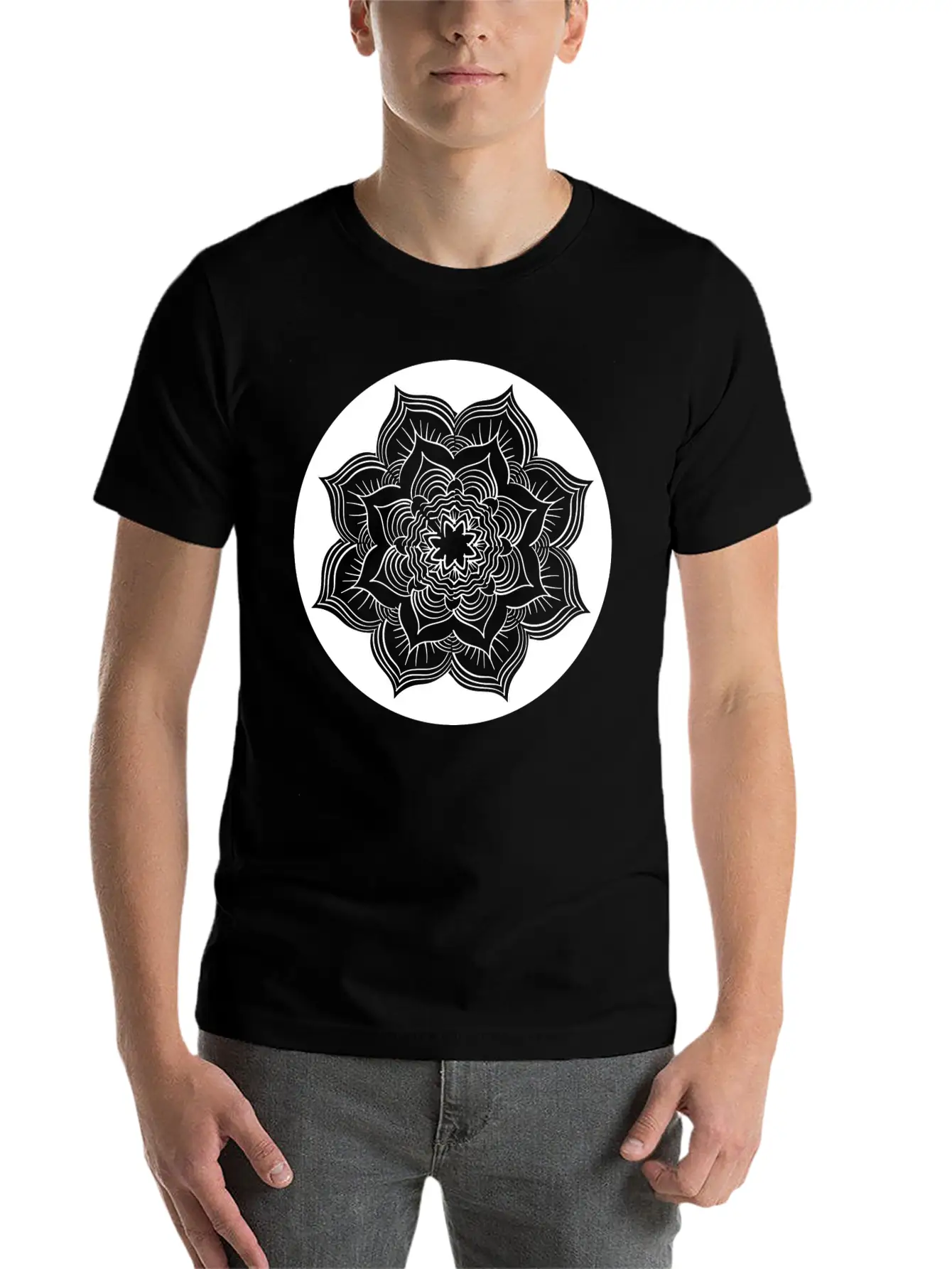 Yoga Lotus Flower Mandala Unisex Casual T-Shirt – Clean Design For Daily Comfort