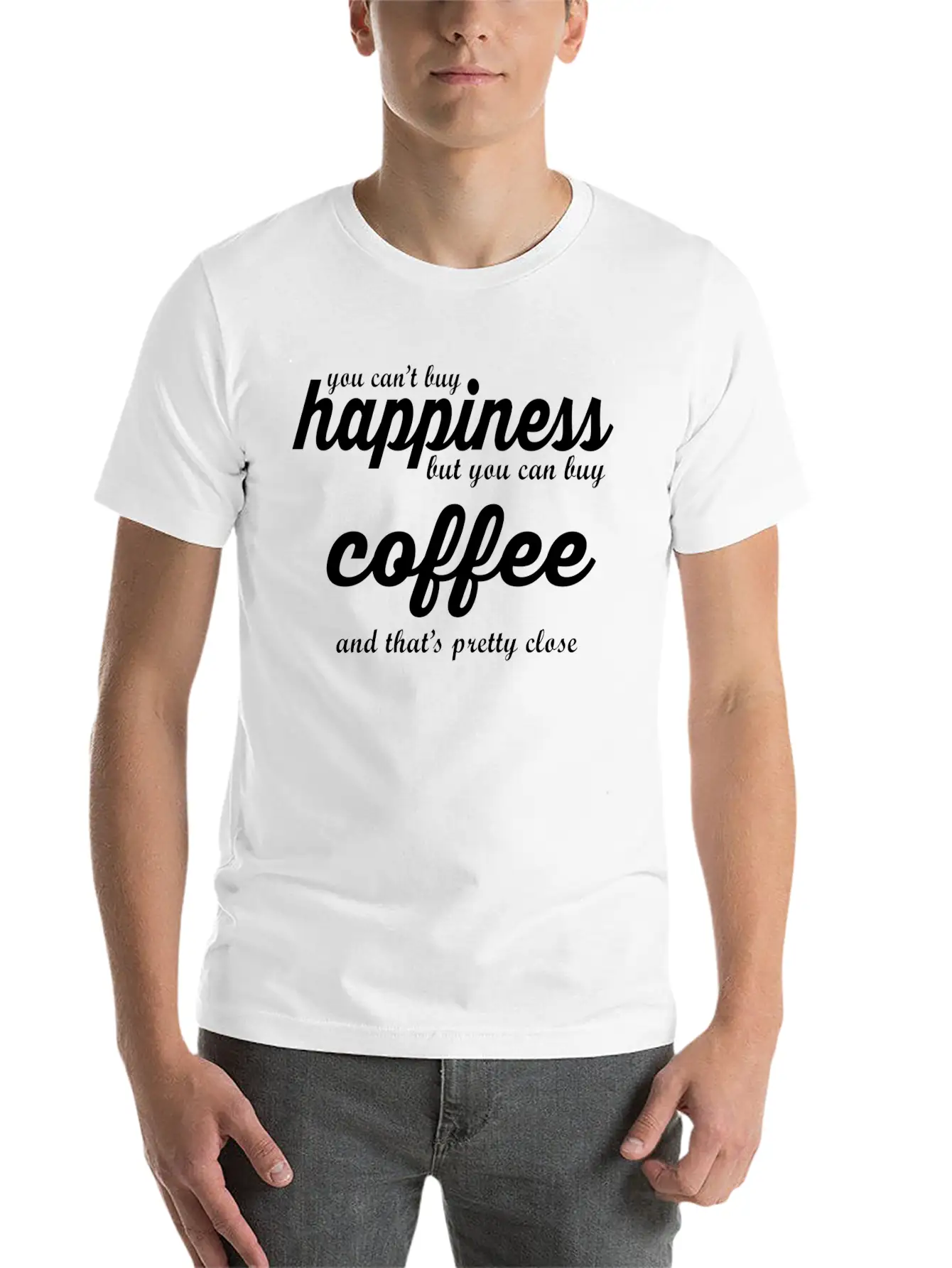 YOU CAN'T BUY HAPPINESS BUT YOU CAN BUY COFFE Essential Cotton Tee For Daily Outfits – Unisex Style