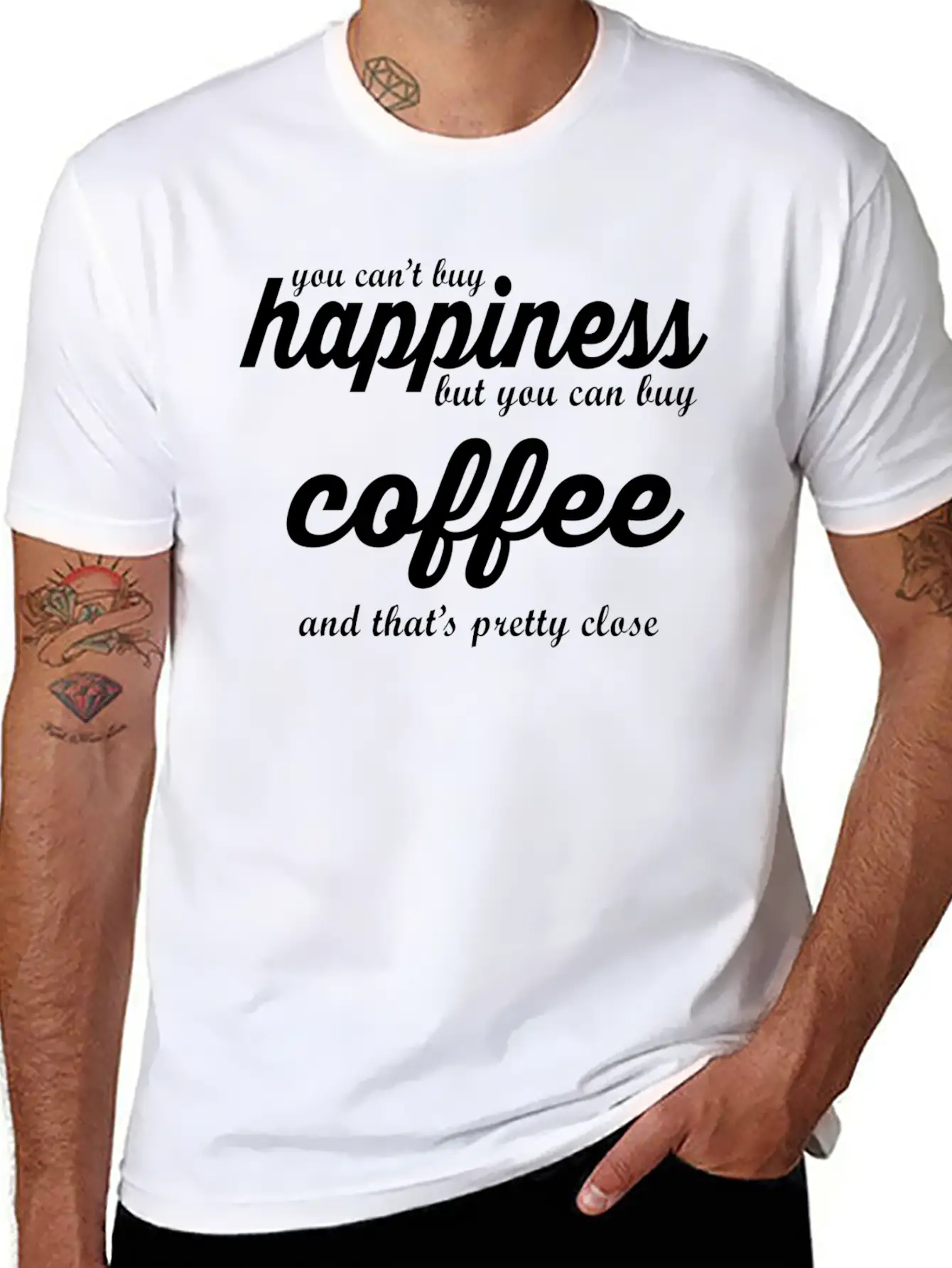 YOU CAN'T BUY HAPPINESS BUT YOU CAN BUY COFFE Essential Cotton Tee For Daily Outfits – Unisex Style