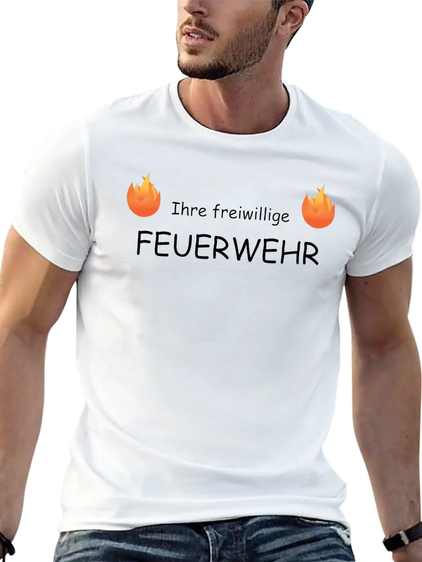 Your Volunteer Fire Department With Flames Relaxed Everyday Tee – Lightweight And Durable Cotton