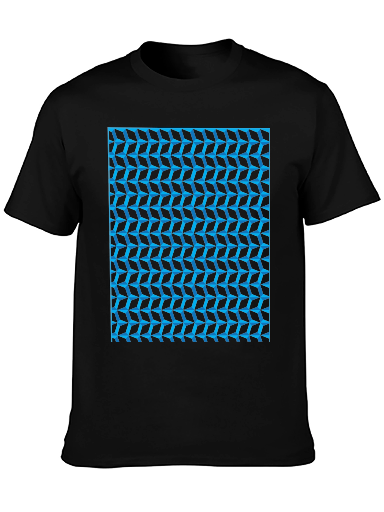 Abstract Geometric Print Black T-Shirt