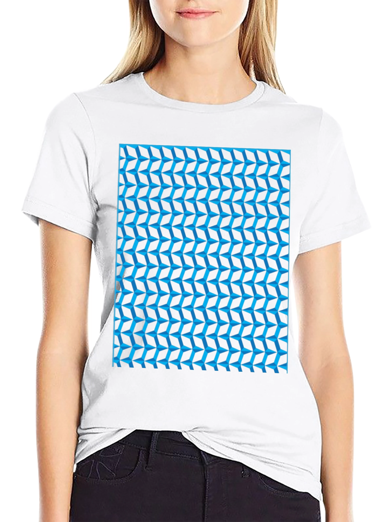 Abstract Geometric Print Black T-Shirt