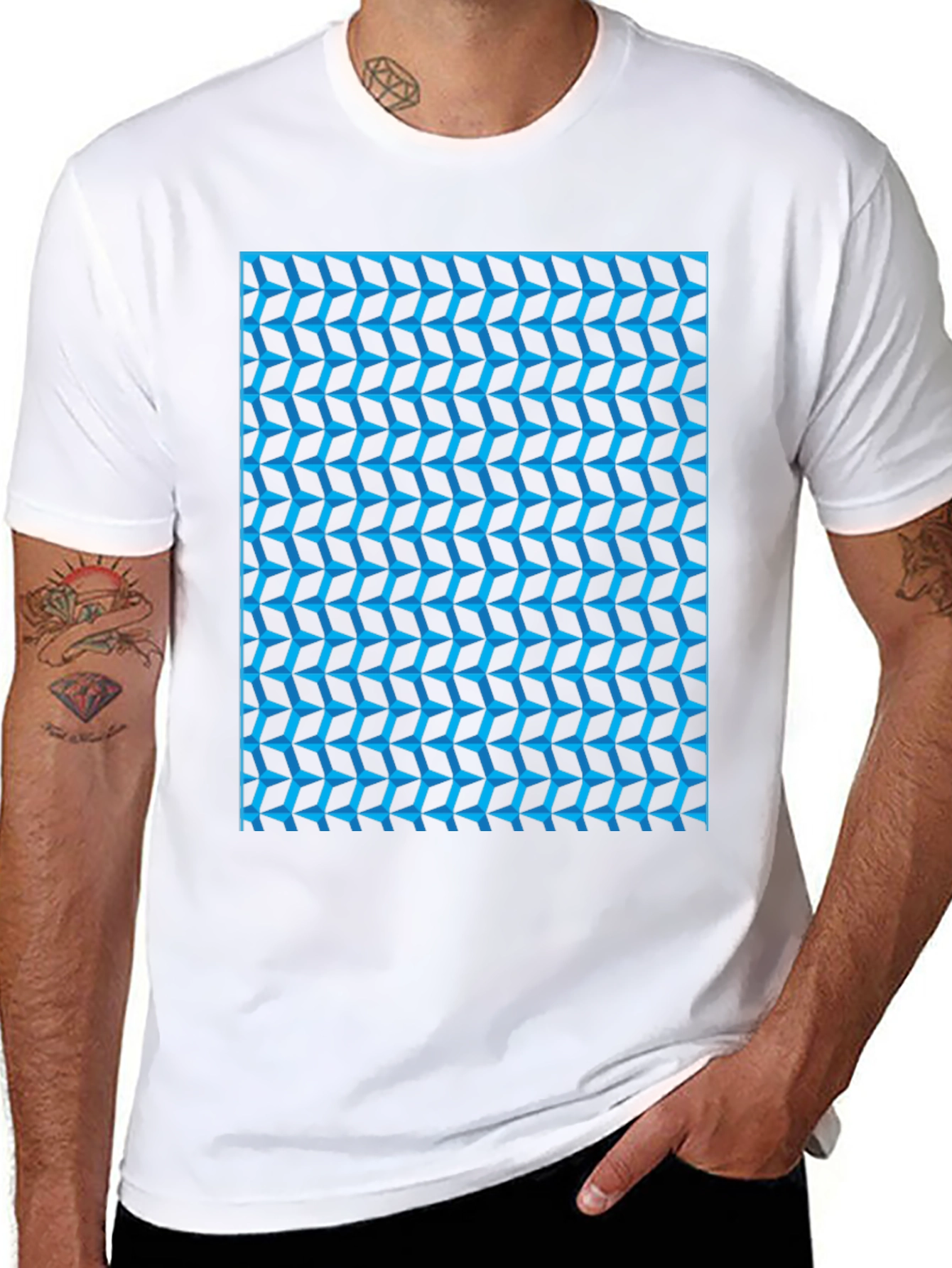 Abstract Geometric Print Black T-Shirt