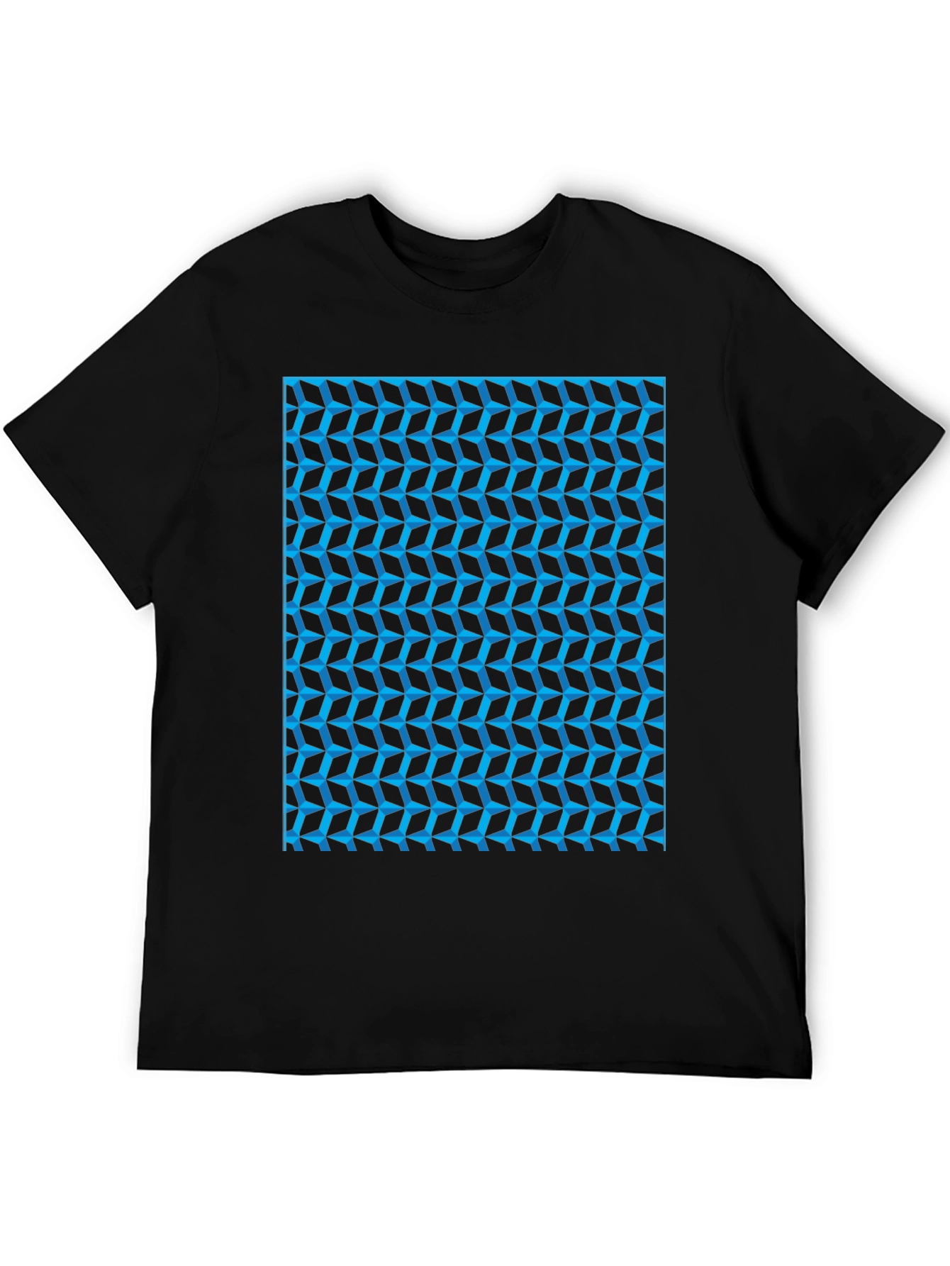 Abstract Geometric Print Black T-Shirt