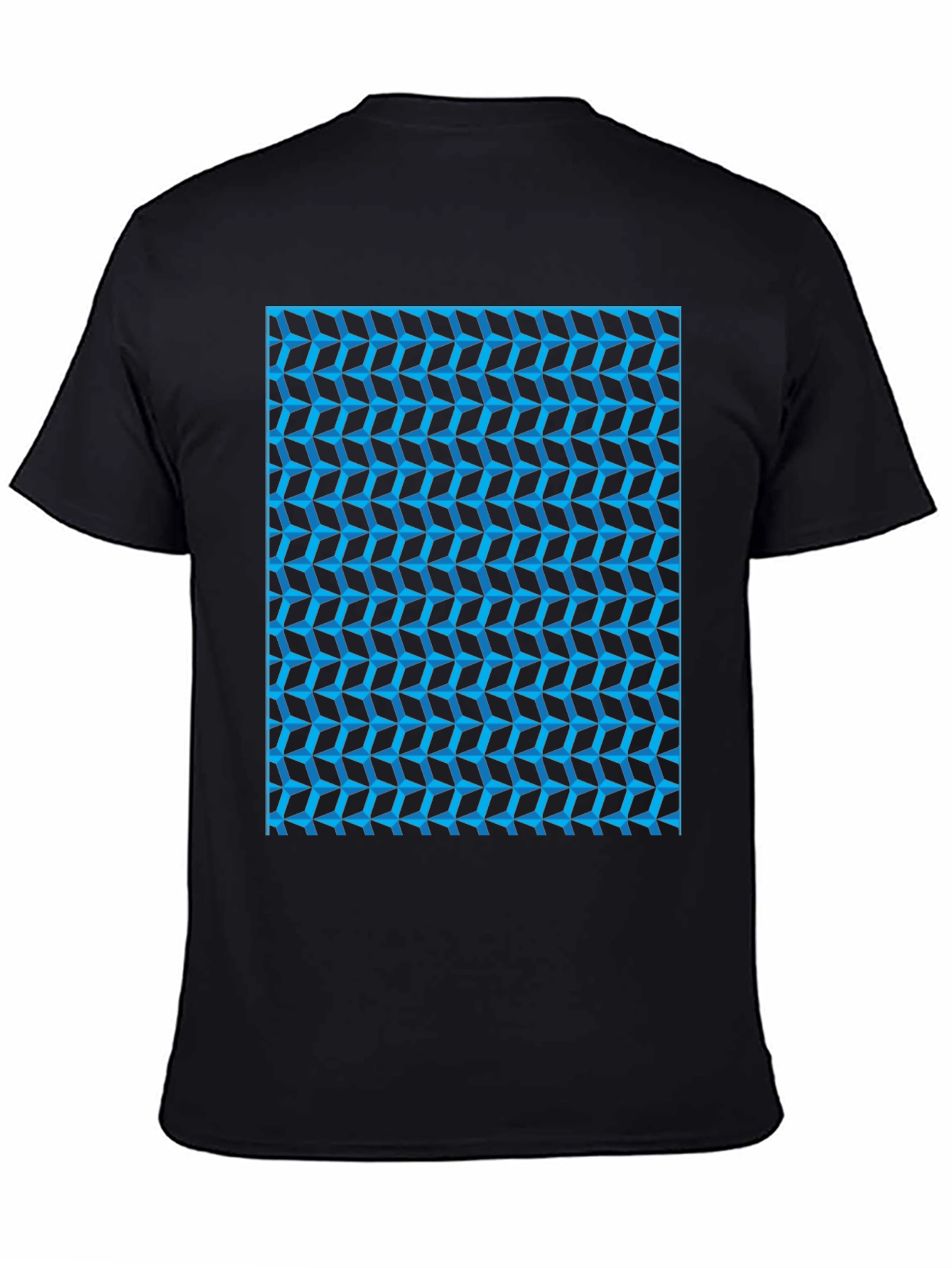 Abstract Geometric Print Black T-Shirt