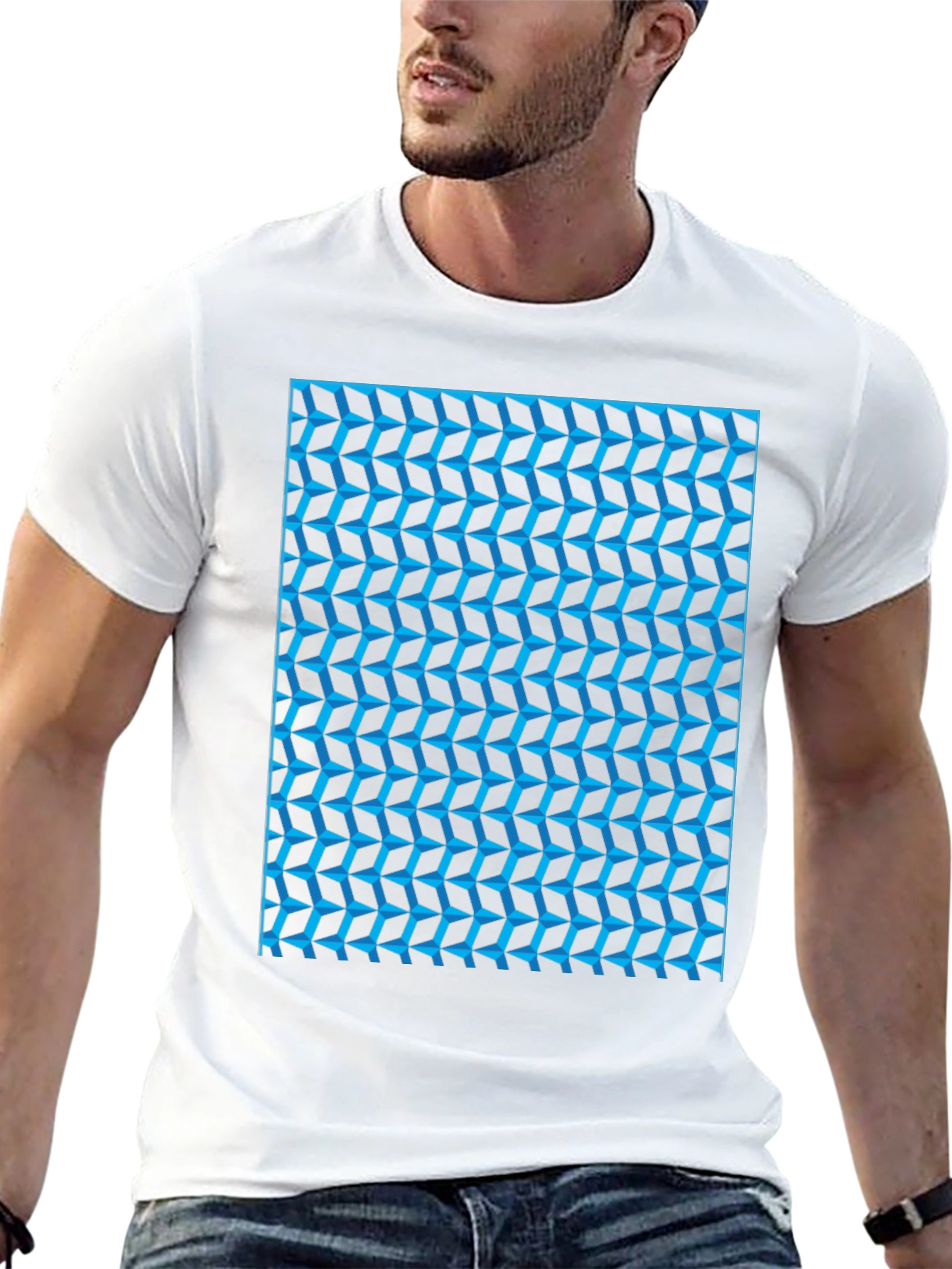Abstract Geometric Print Black T-Shirt