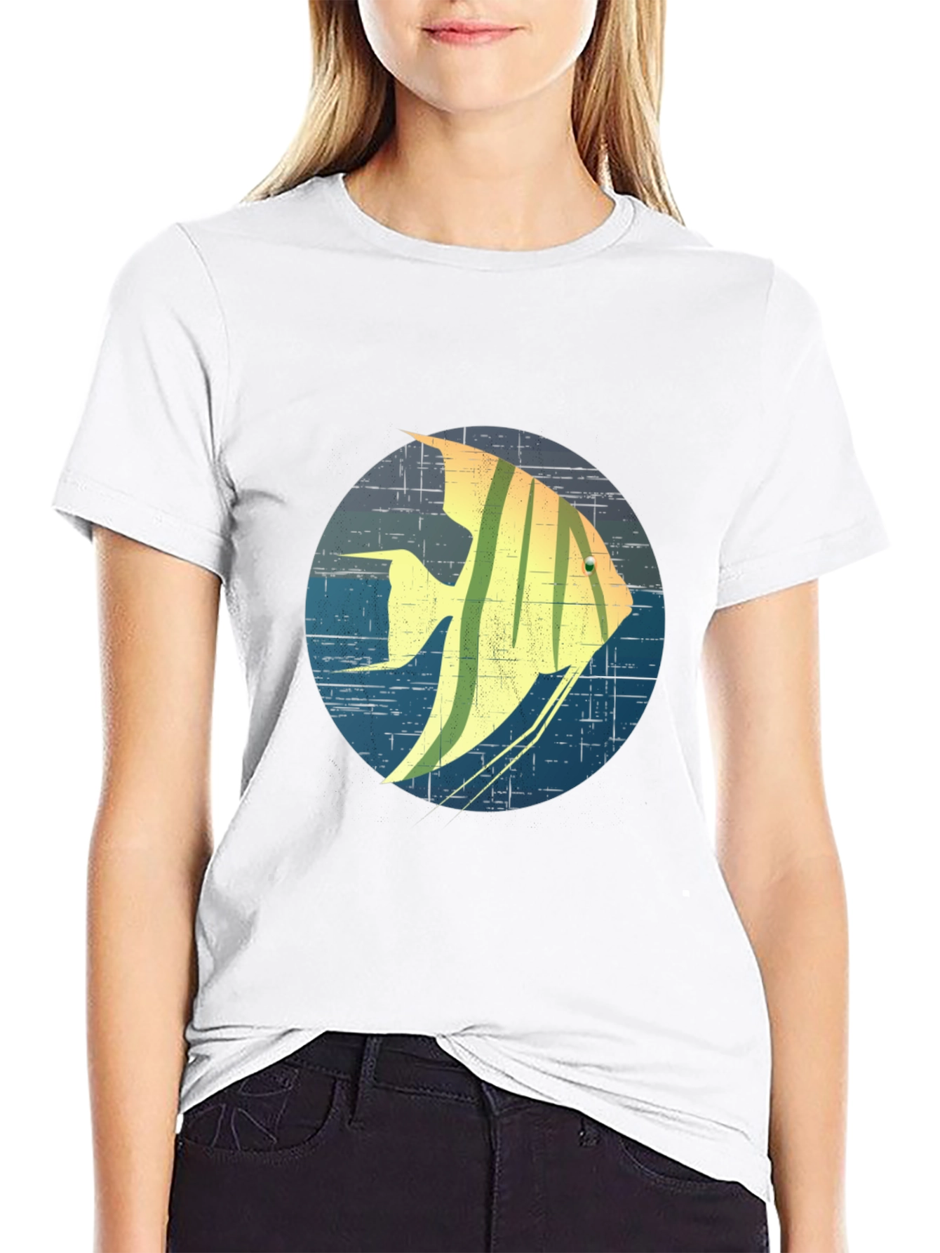 Angelfish Graphic Print Black T-Shirt