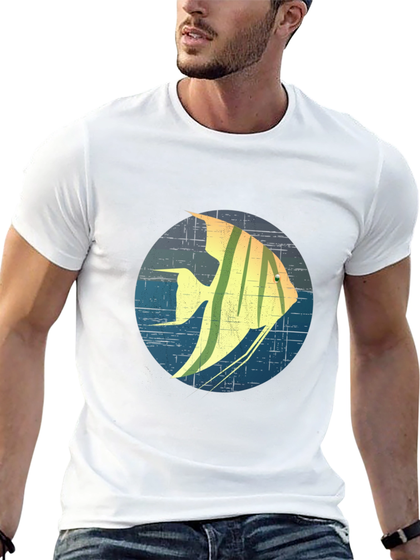 Angelfish Graphic Print Black T-Shirt