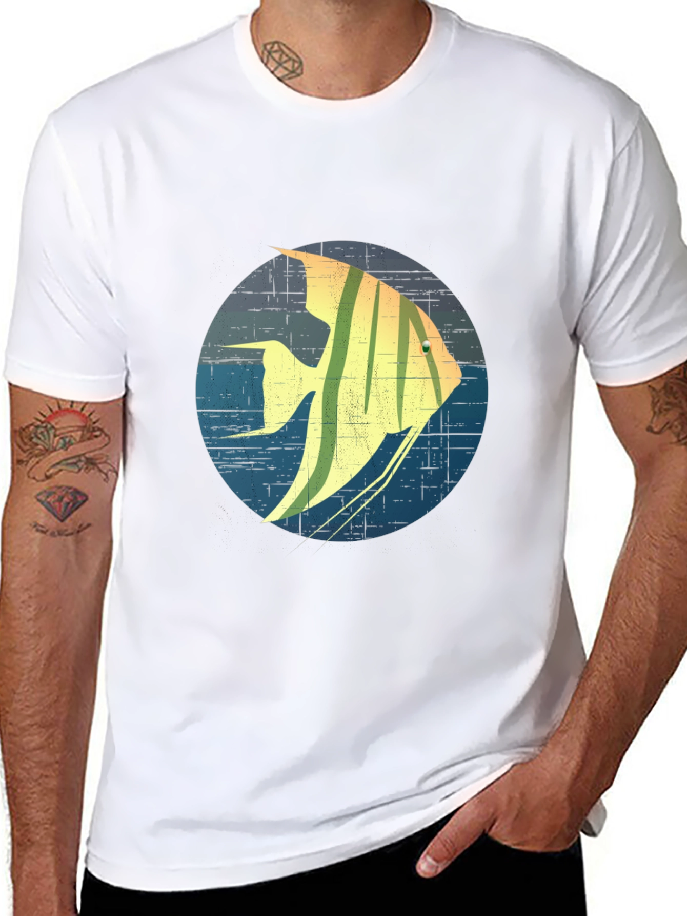Angelfish Graphic Print Black T-Shirt