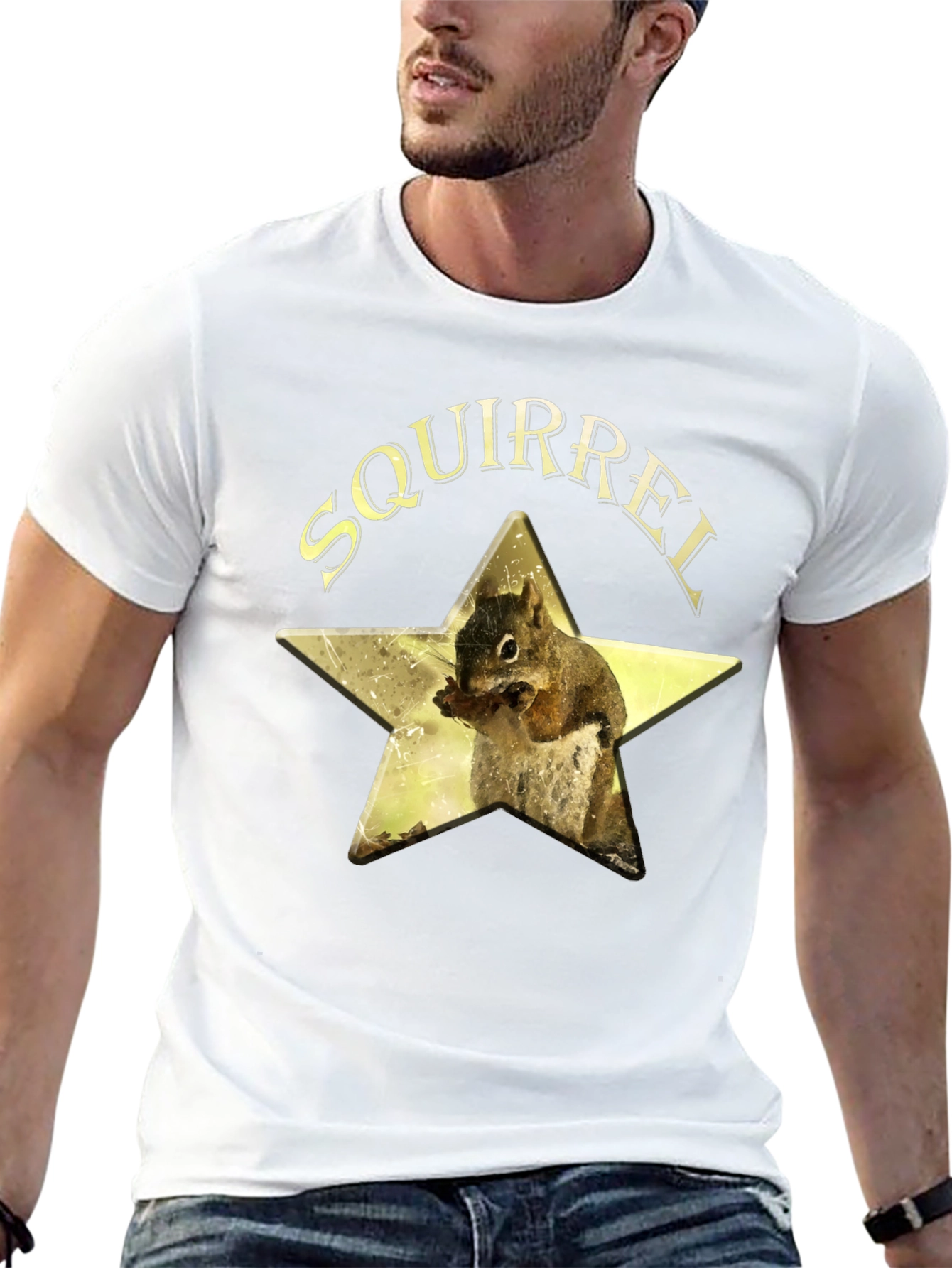 Squirrel Star Graphic T-Shirt - Black