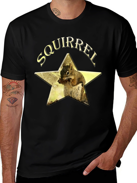 Squirrel Star Graphic T-Shirt - Black