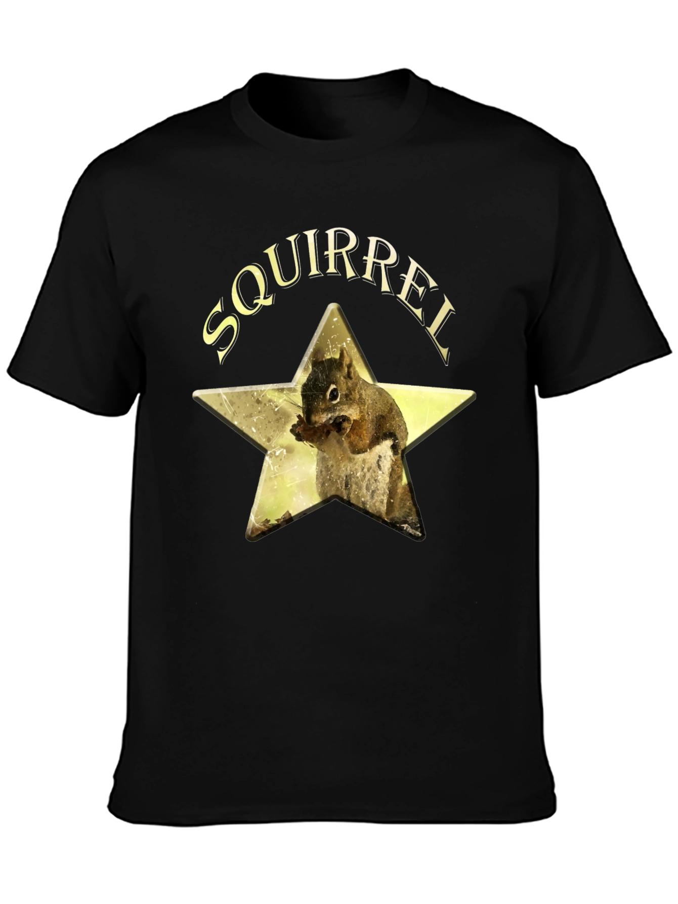 Squirrel Star Graphic T-Shirt - Black