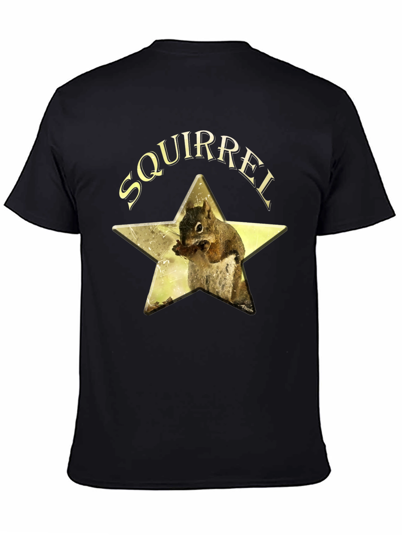 Squirrel Star Graphic T-Shirt - Black