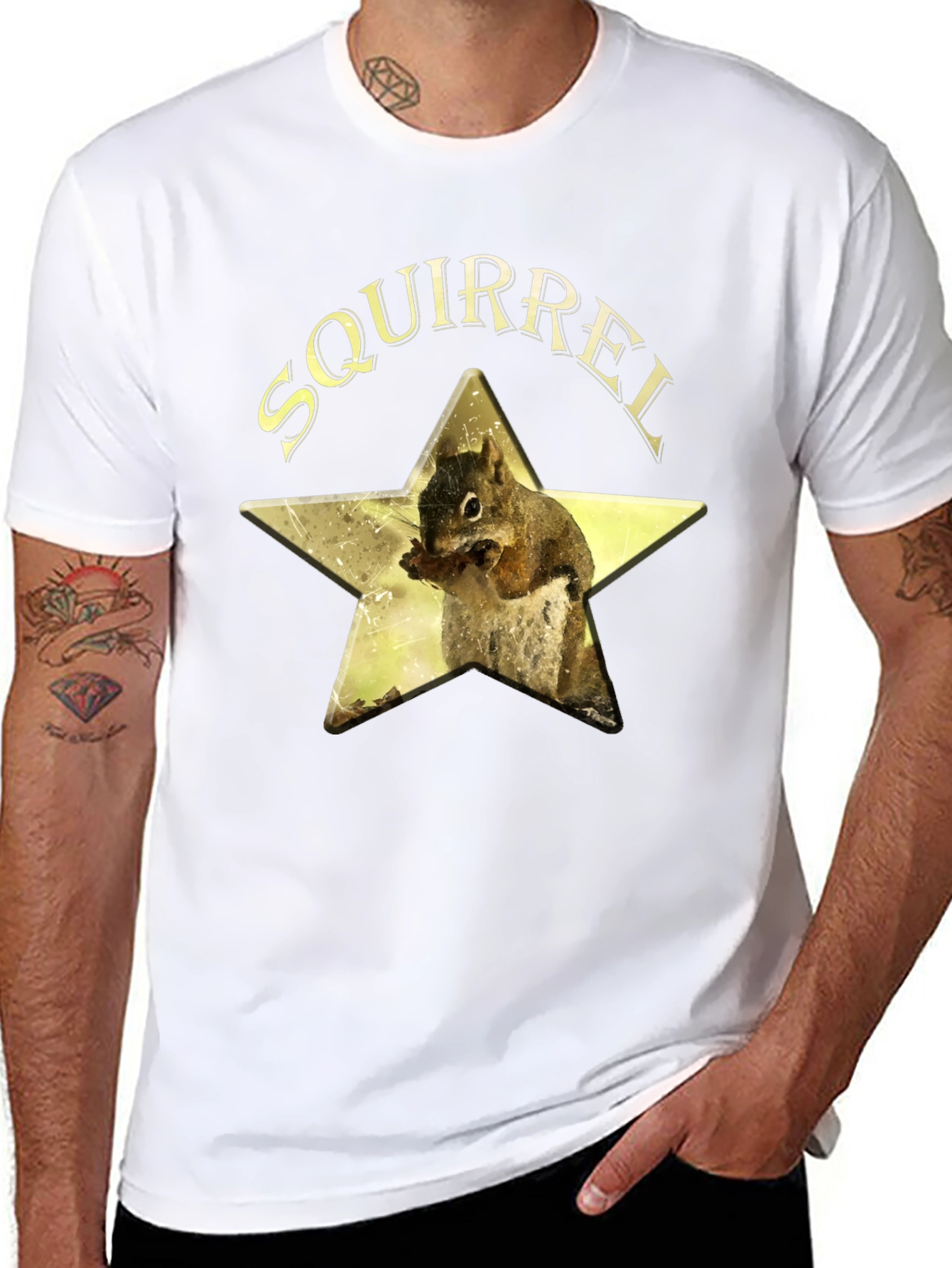 Squirrel Star Graphic T-Shirt - Black