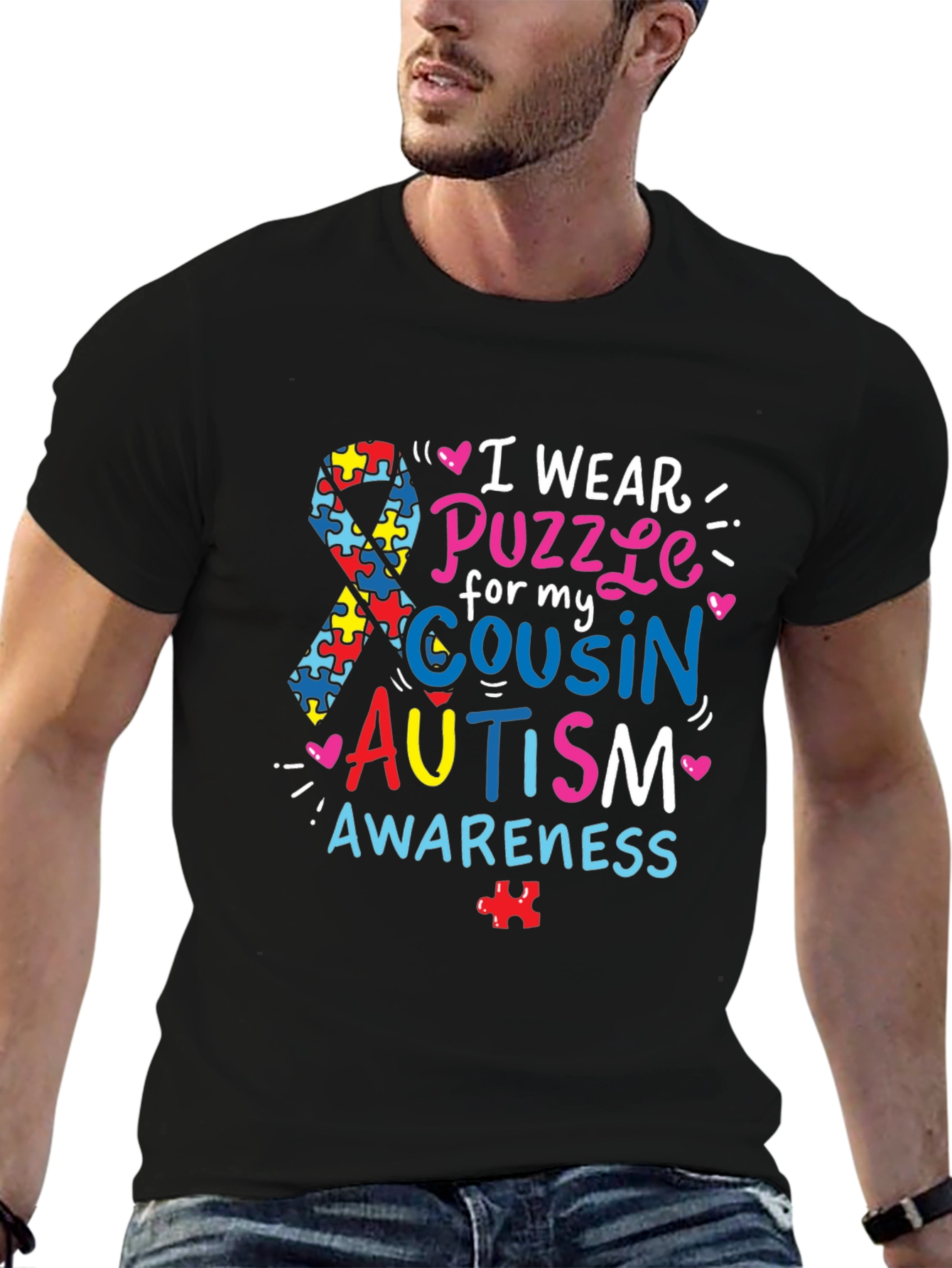 Autism Awareness T-Shirt - Puzzle Ribbon Design